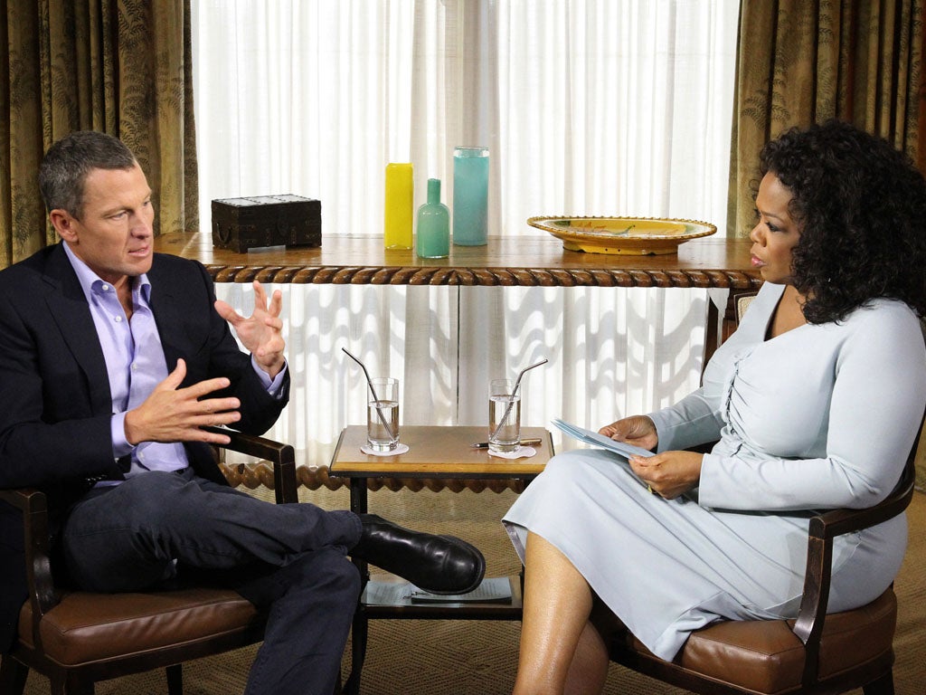 &#13;
Lance Armstrong in his interview with Oprah Winfrey&#13;