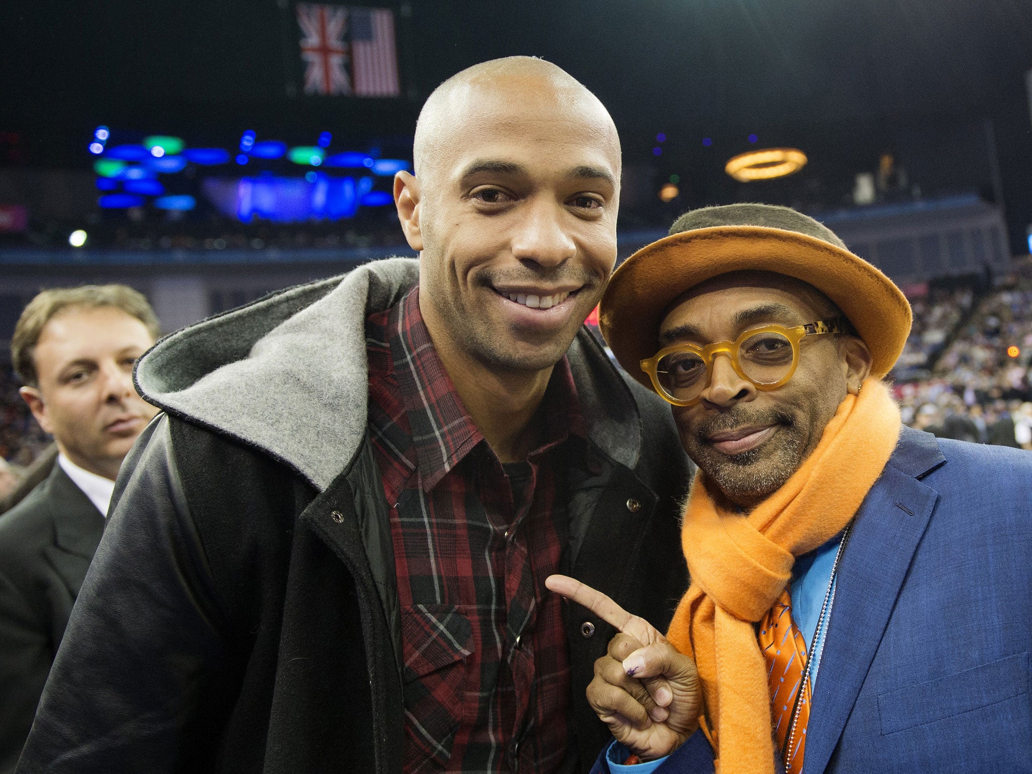 Arsenal hero Thierry Henry, seen here with the film director Spike Lee, was at the game along with former teammates Robert Pires and Patrick Vieira.