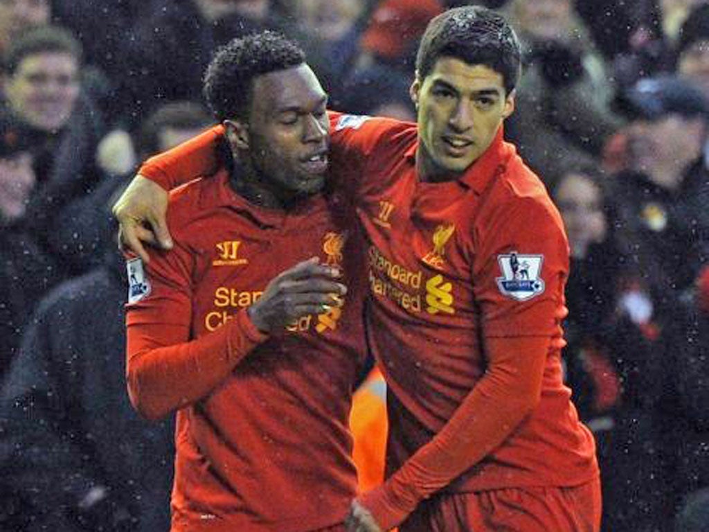 Daniel Sturridge (left) and Luis Suarez celebrate, but John Barnes believes they will never be a classic partnership