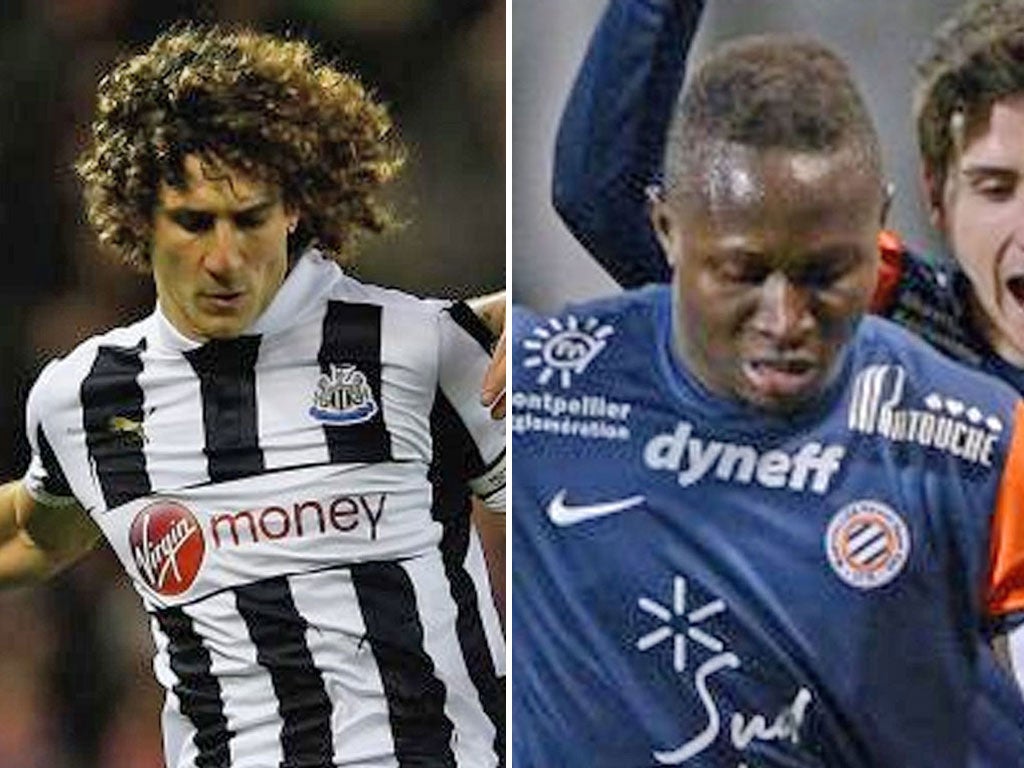 The Newcastle United captain Fabricio Coloccini, left, while Newcastle had lined up a move for defender Mapou Yanga-Mbiwa, right