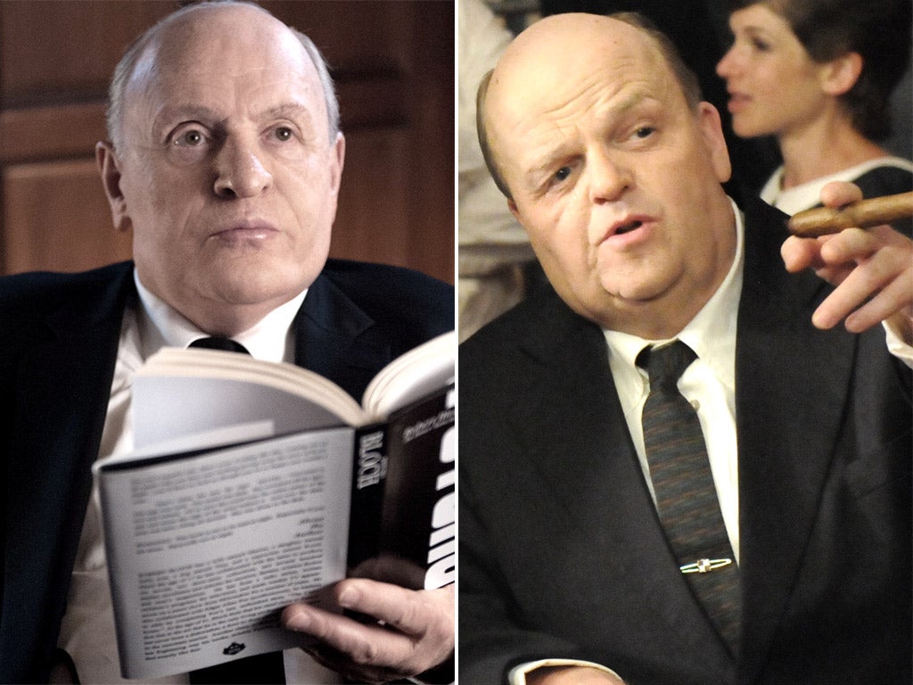 'Hitchcock', left, starring Anthony Hopkins, shows a very different image than 'The Girl'