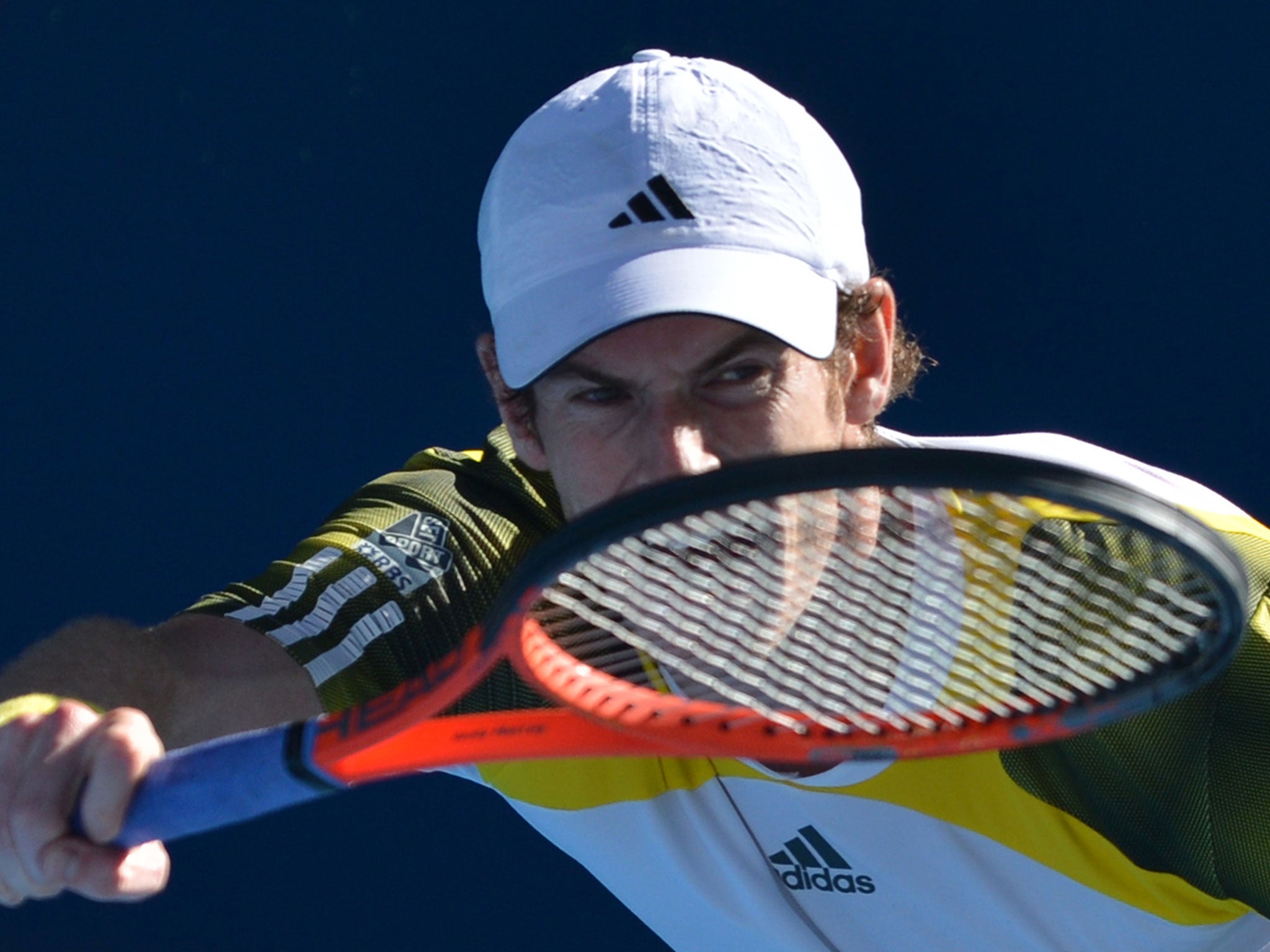 Andy Murray plays a return during his men's singles match against France's Jeremy Chardy