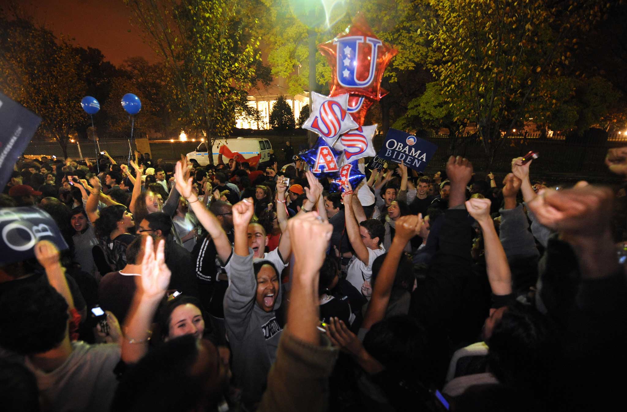 A spontaneous celebration erupts in front of the White House