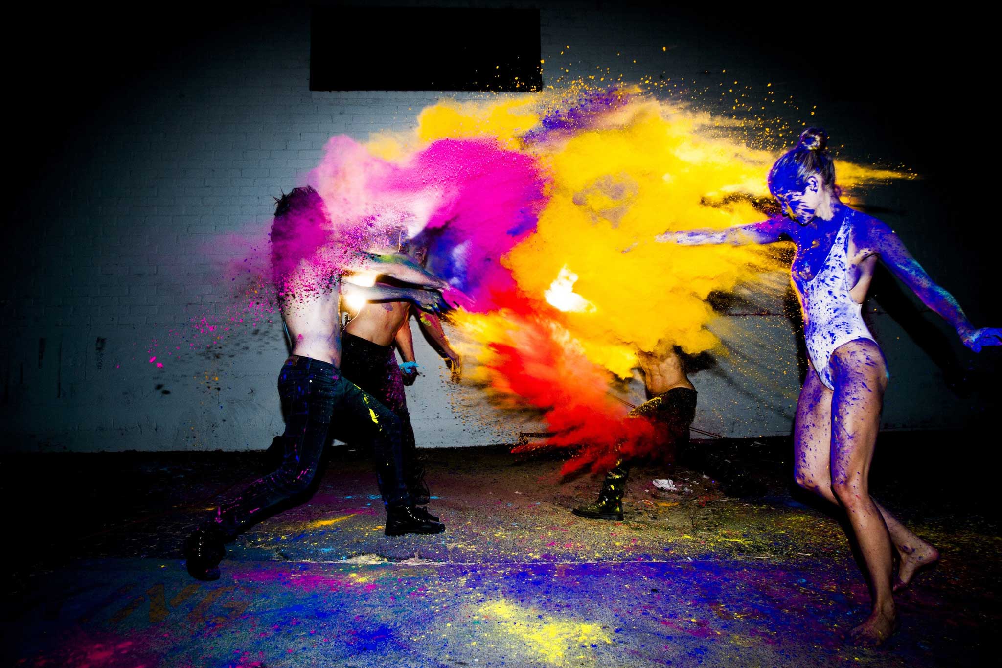 The models go wild with ceremonial powder in 'Clouds'