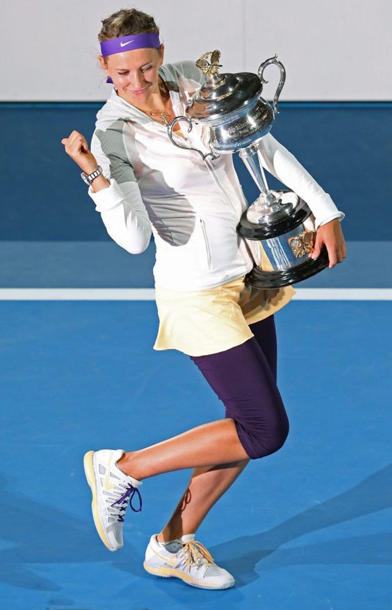 Victoria Azarenka celebrates her Australian Open final victory against Li Na