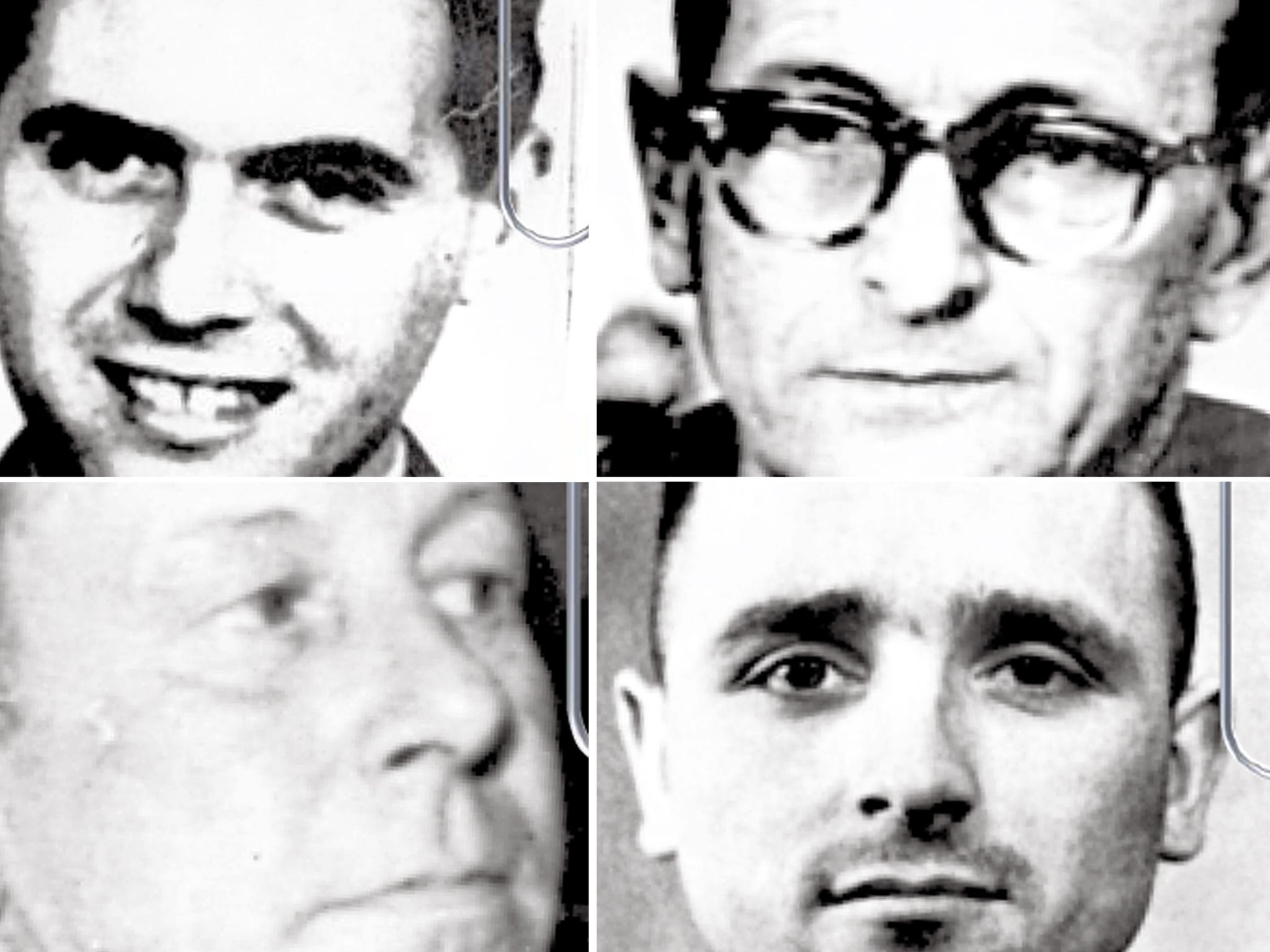 Clockwise from top left: Josep Mengele (Brazil); Klaus Barbie (Bolivia); Walther Rauff (Chile); Adolf Eichmann (Argentina)