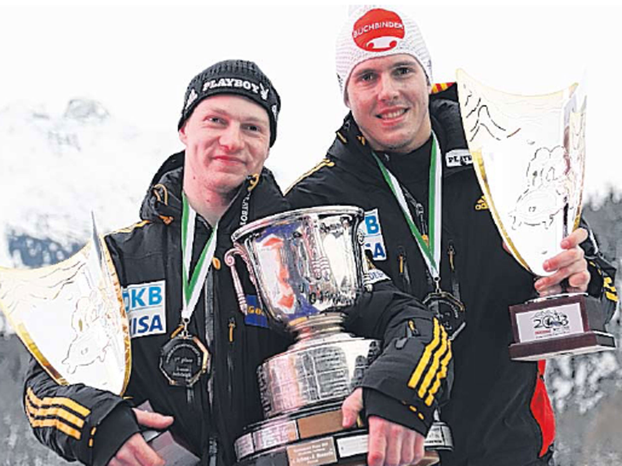 Germany’s Francesco Friedrich and Jannis Bäcker enjoy victory