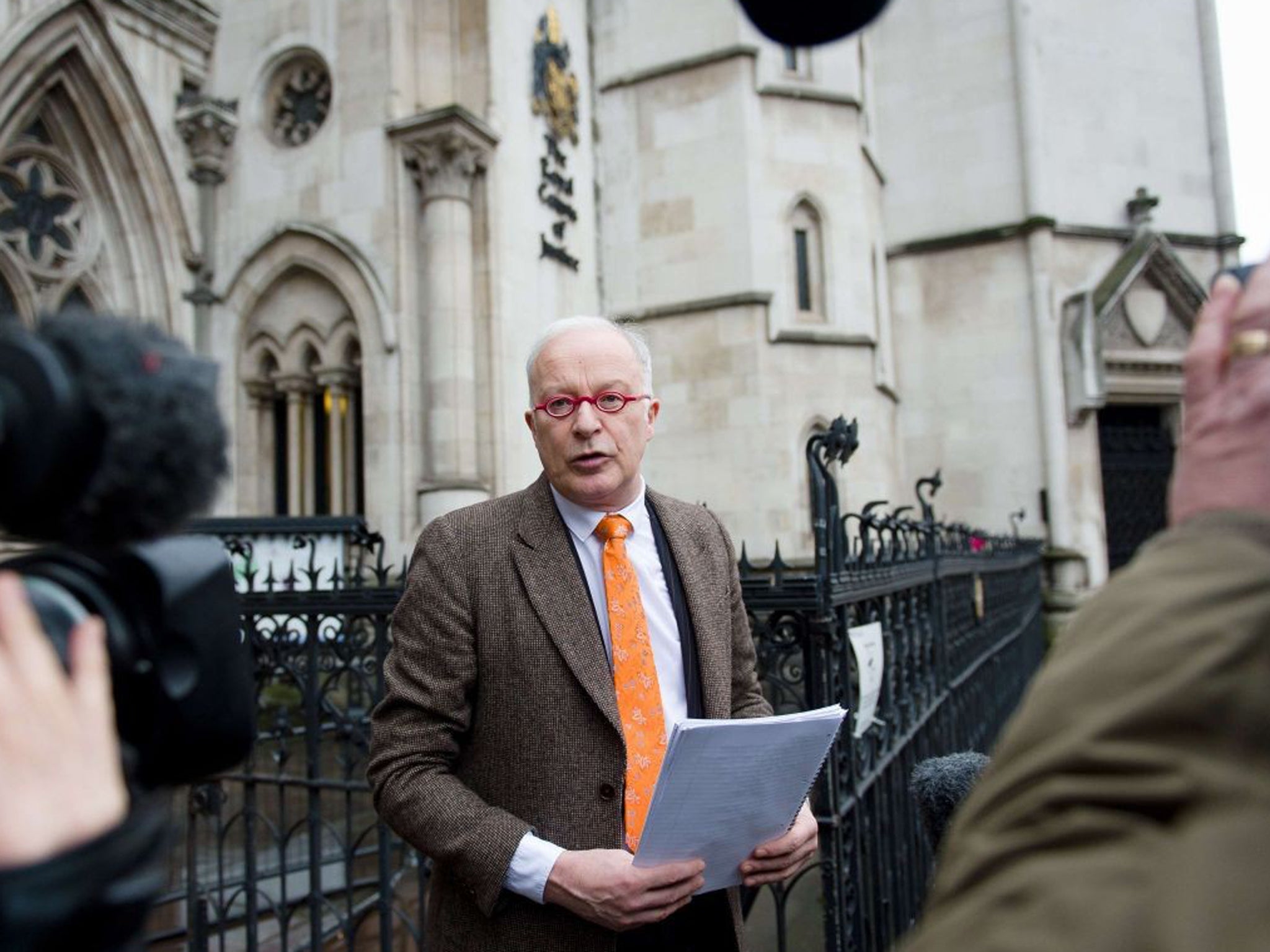 Phil Shiner of Public Interest Lawyers outlines his case outside the High Court