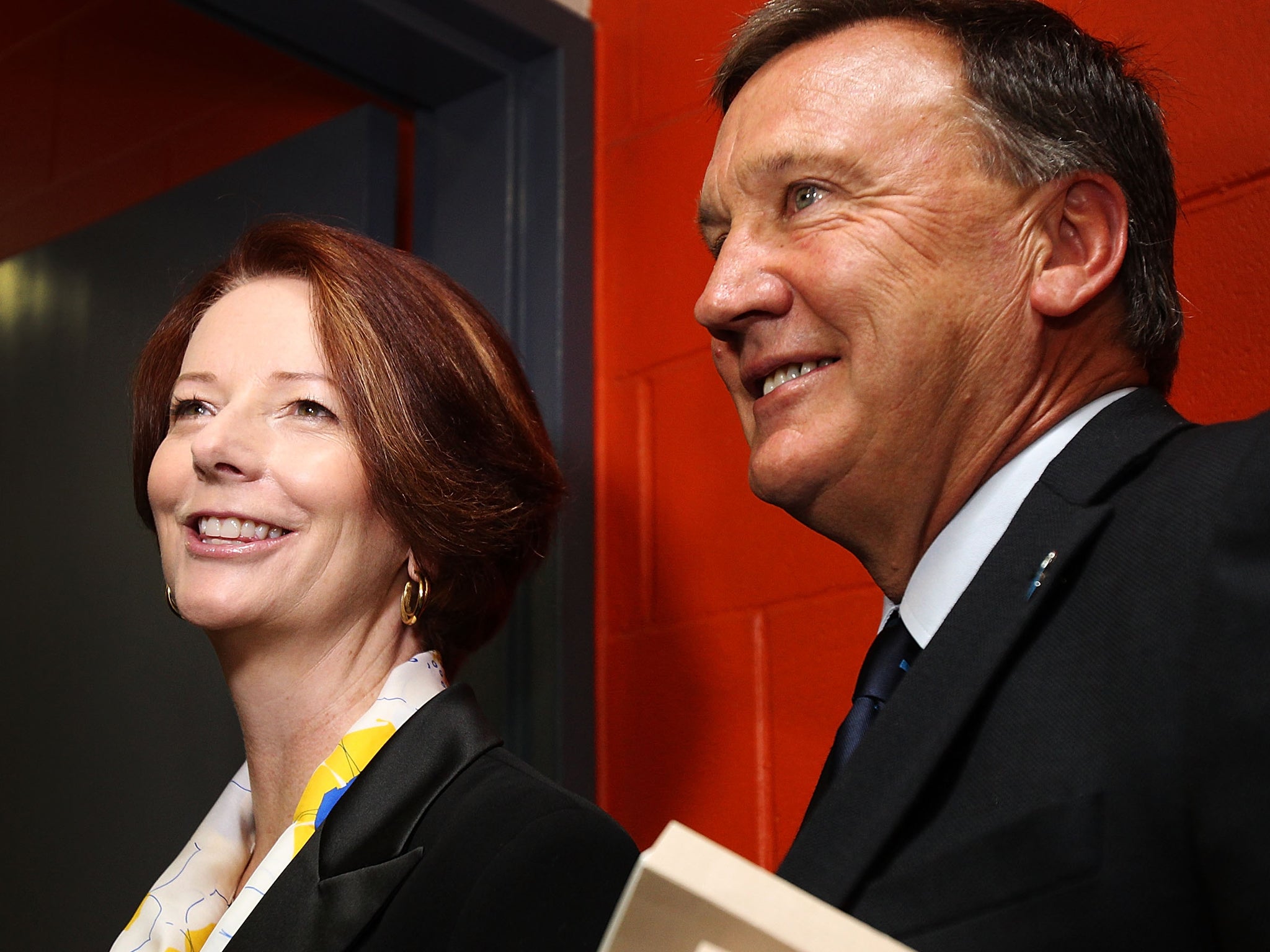 Julia Gillard and Tim Mathieson in February last year