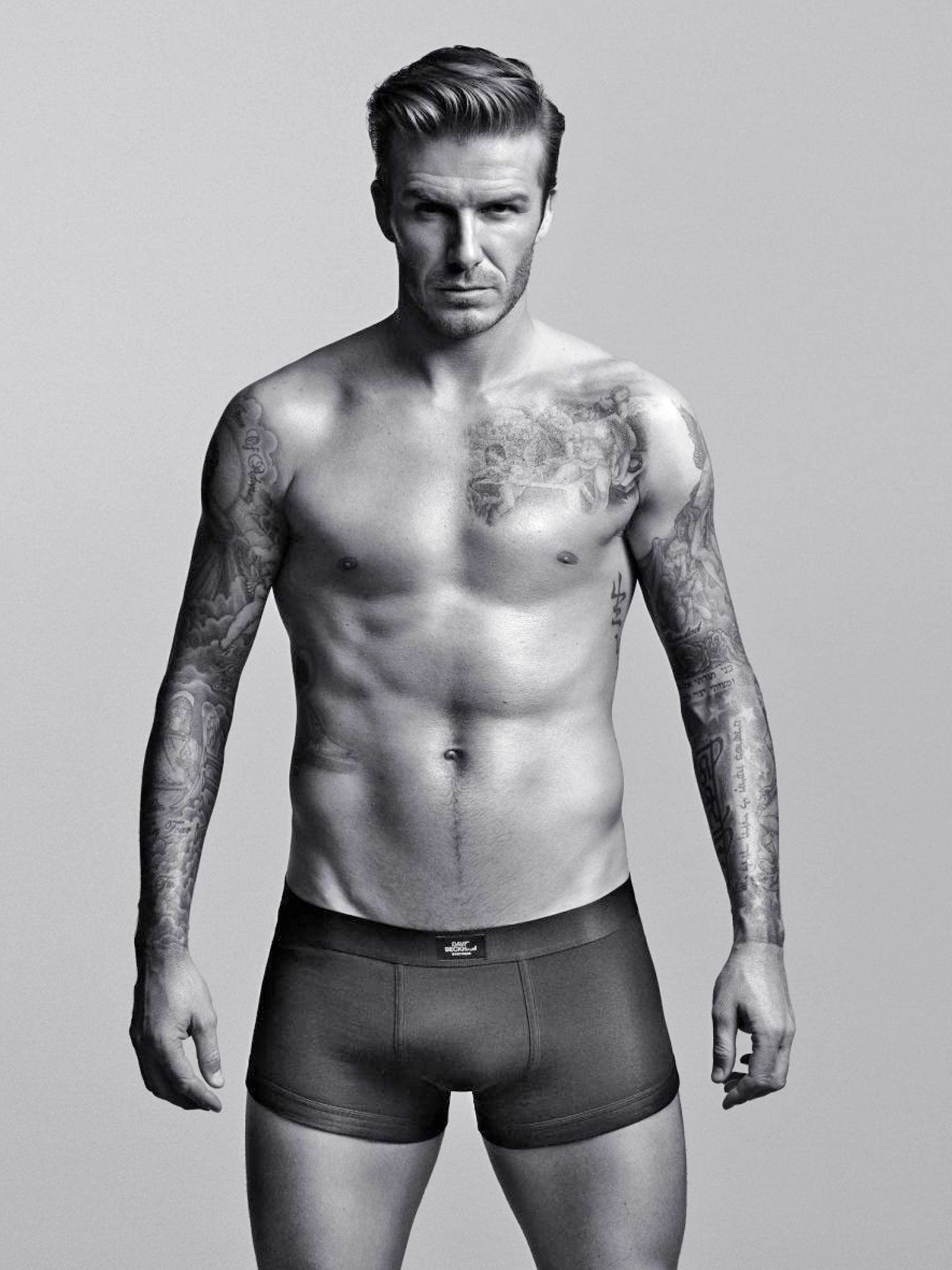 Posing for the David Beckham Bodywear Collection for H&M advertising campaign