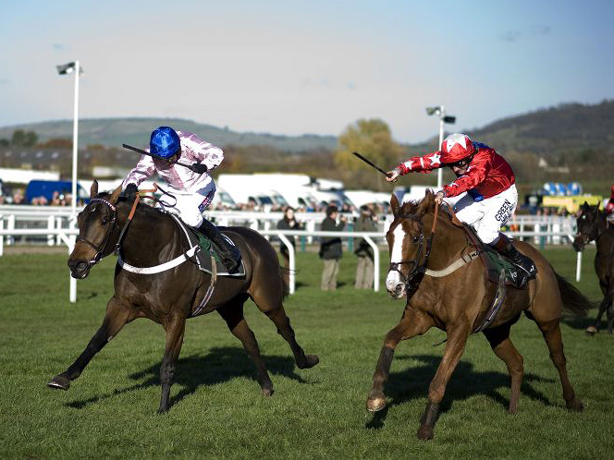 Captain Conan (left) wins Cheltenham’s Arkle Trophy Trial last autumn