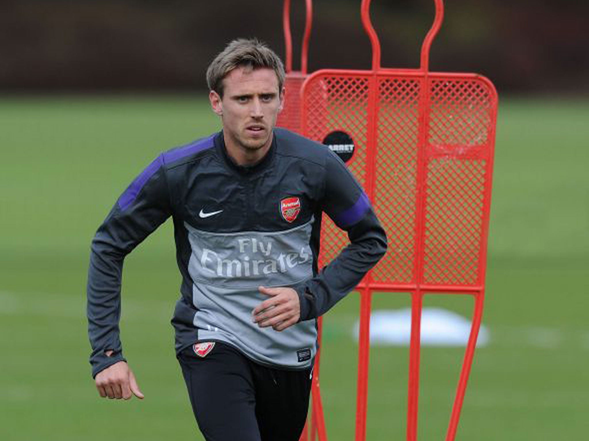 Nacho Monreal training at London Colney yesterday