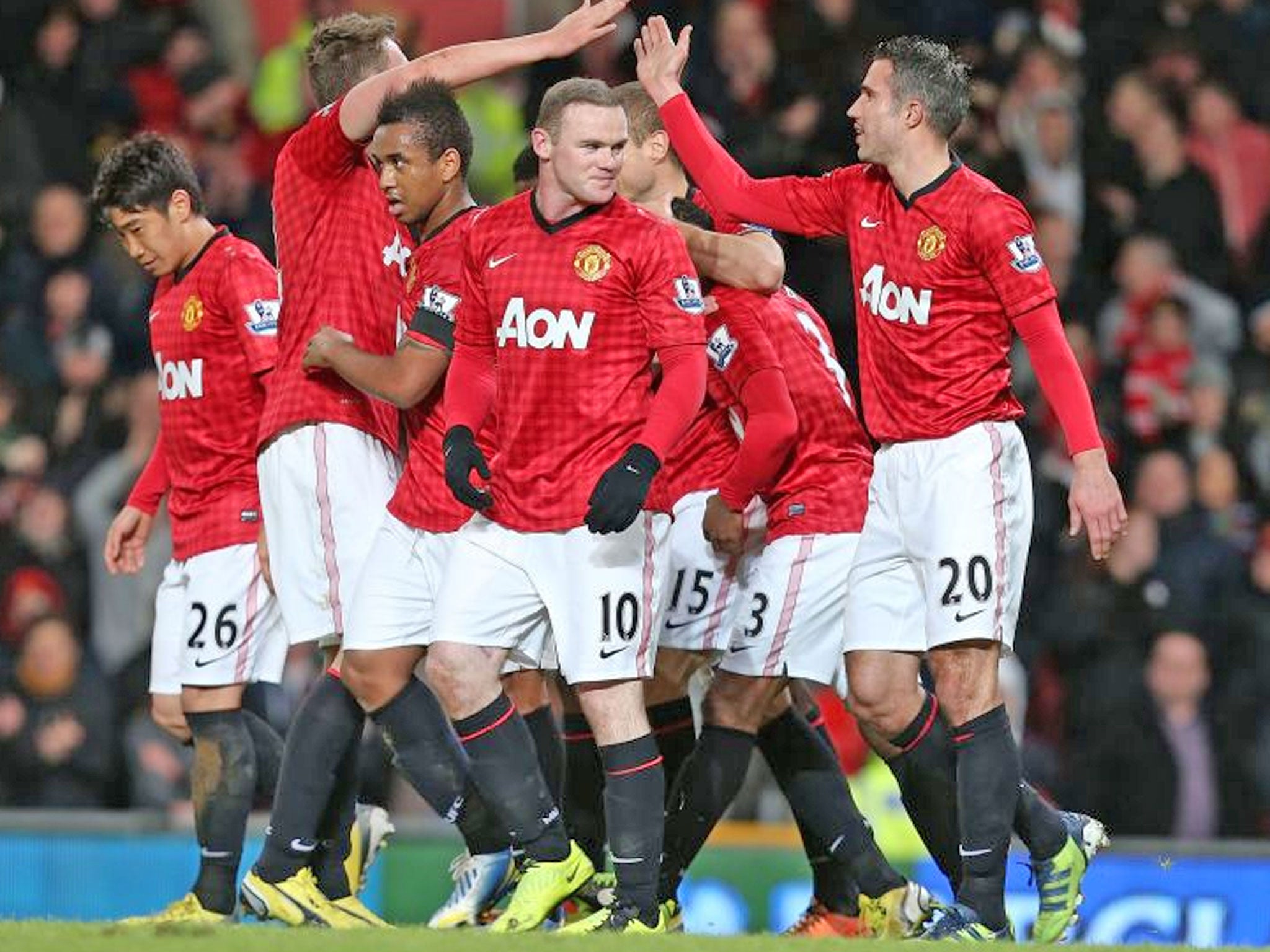 Manchester United celebrate scoring