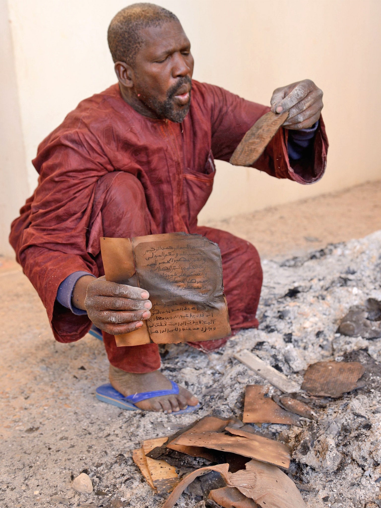 Many ancient manuscripts at the Ahmed Baba library in Timbuktu were destroyed by the Islamist fighters