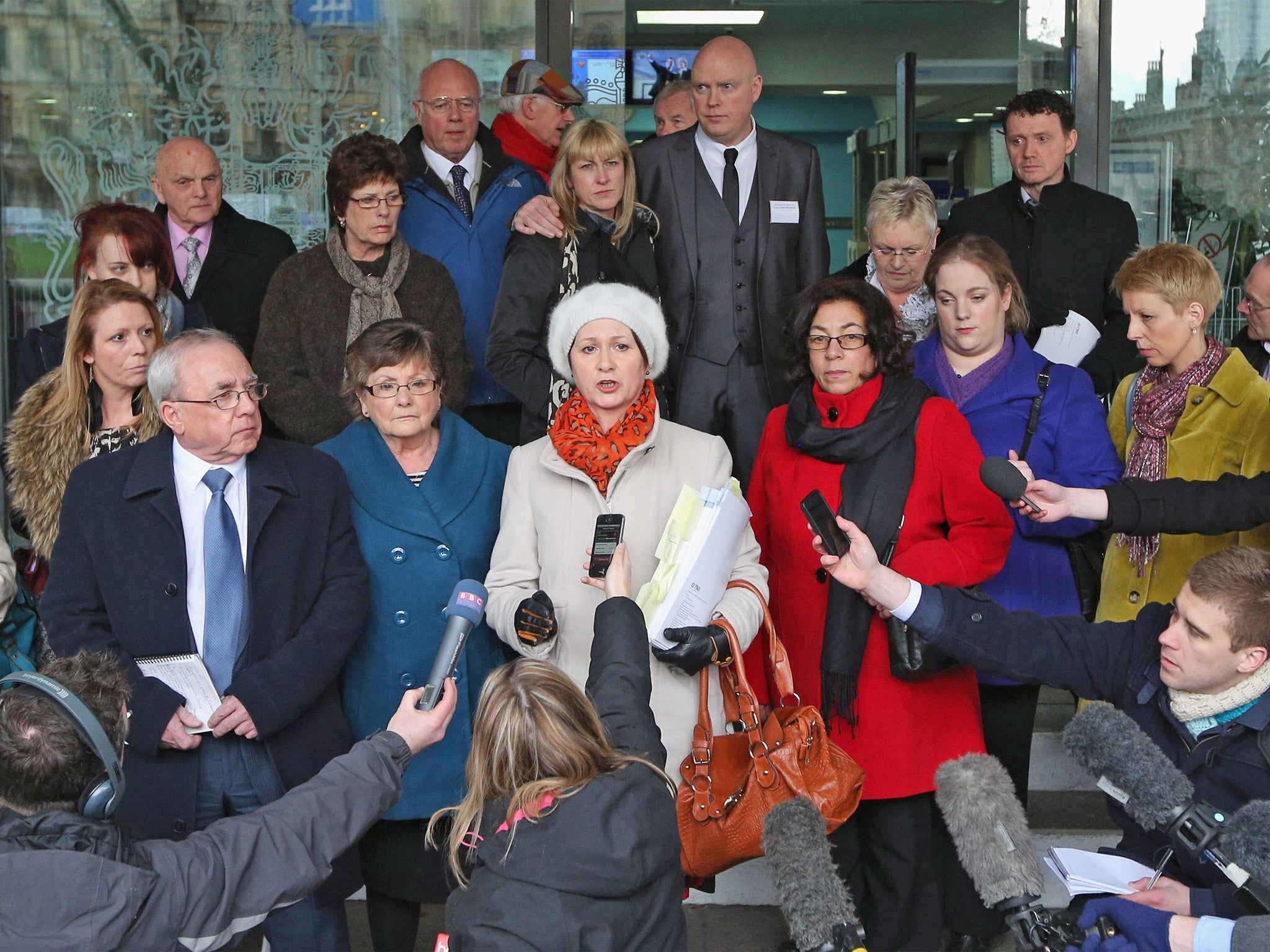 Julie Bailey of Cure the NHS addresses the media