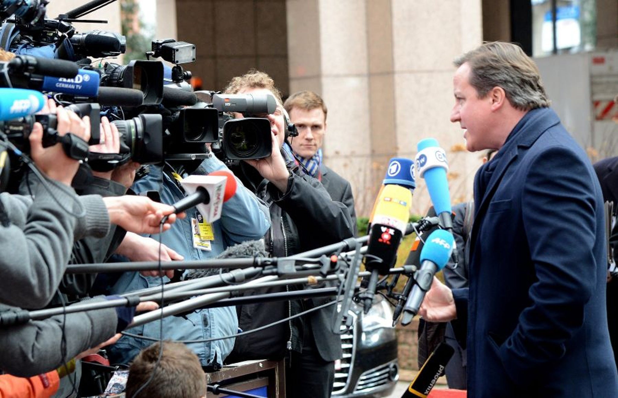 David Cameron arrives at the EU Headquarters for a two-day European Union leaders' summit