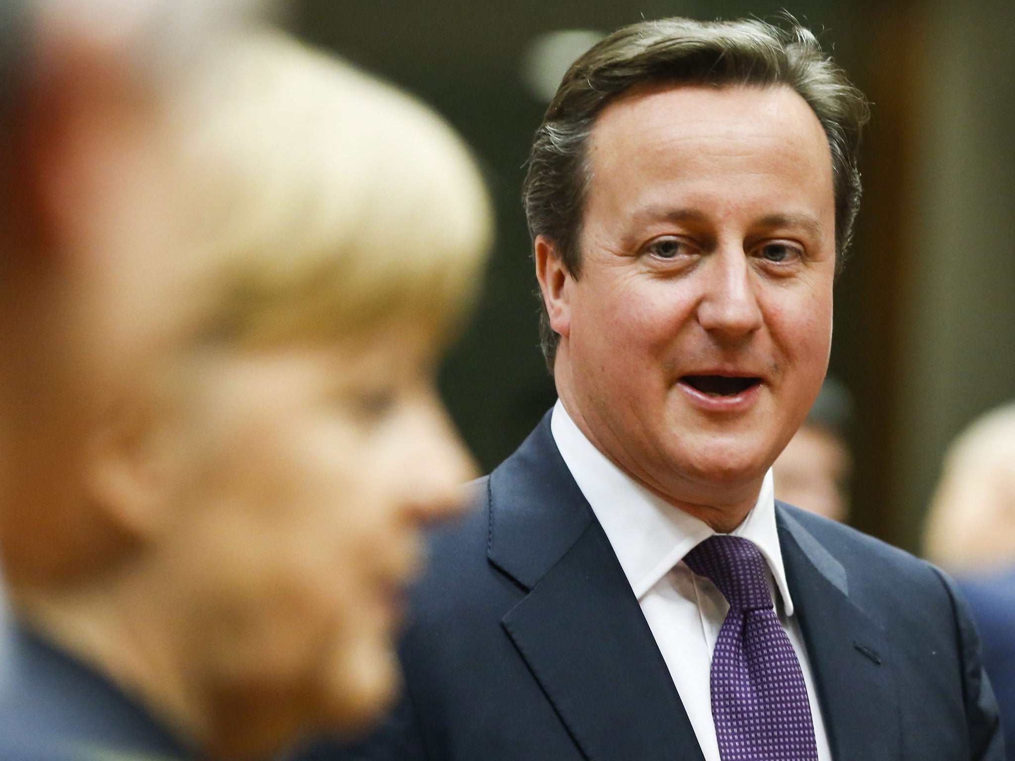 German Chancellor Angela Merkel and David Cameron at the EU summit