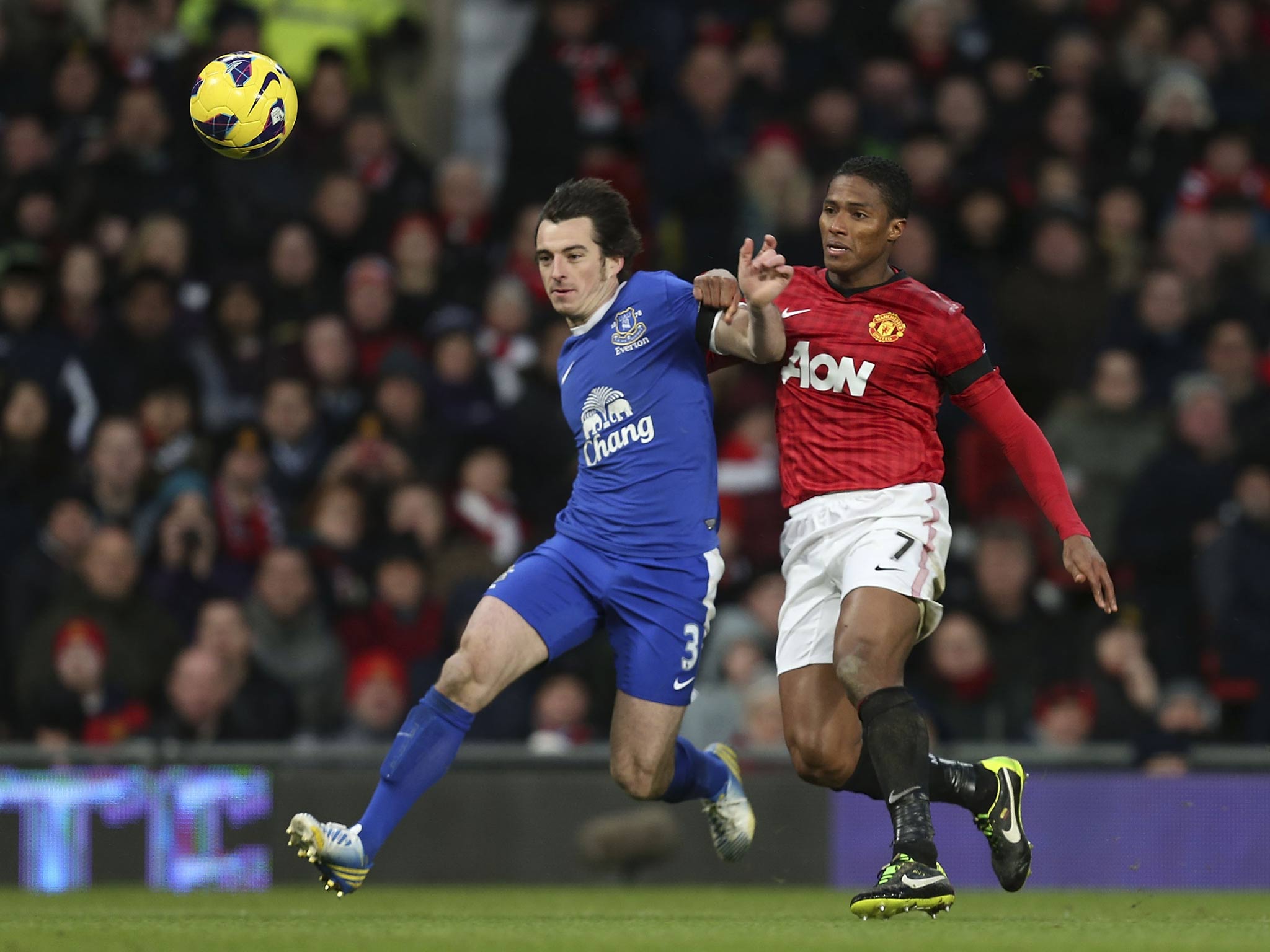 Leighton Baines in action at Old Trafford