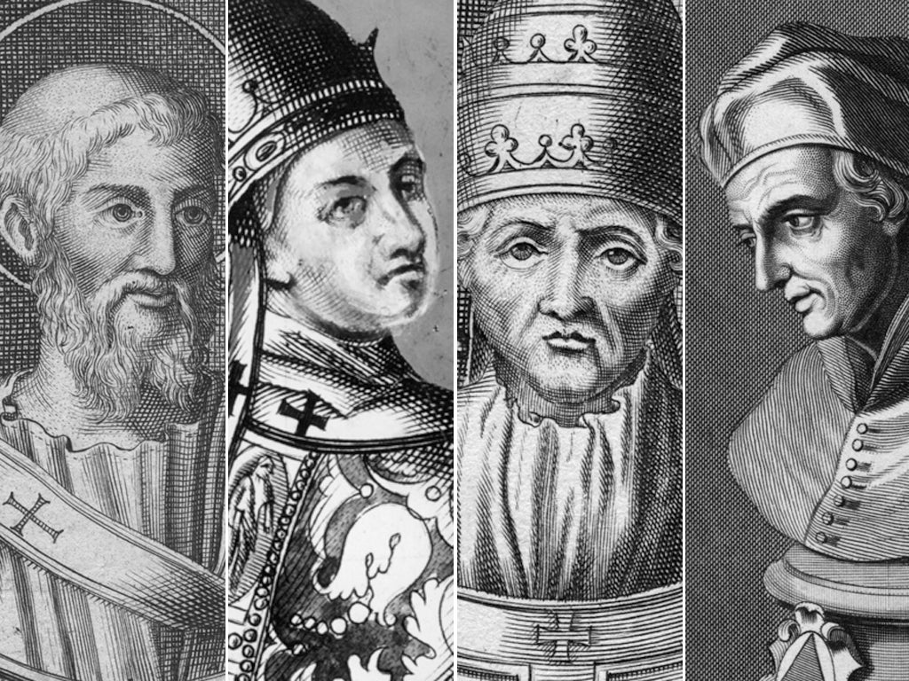 The other four Popes who resigned: Marcellinus (left), Benedict IX, Celestine V and Gregory XII