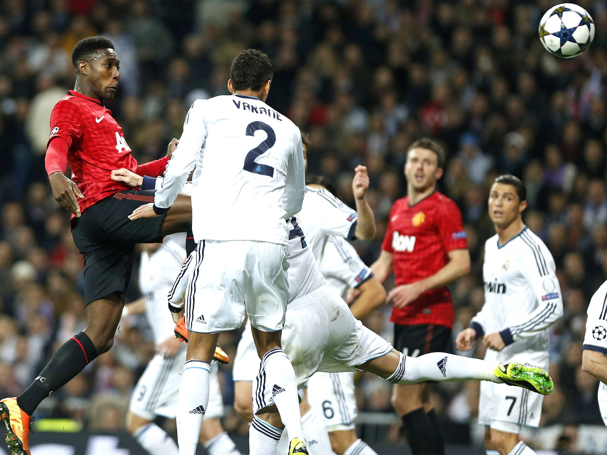 Danny Welbeck rises to score the opening goal