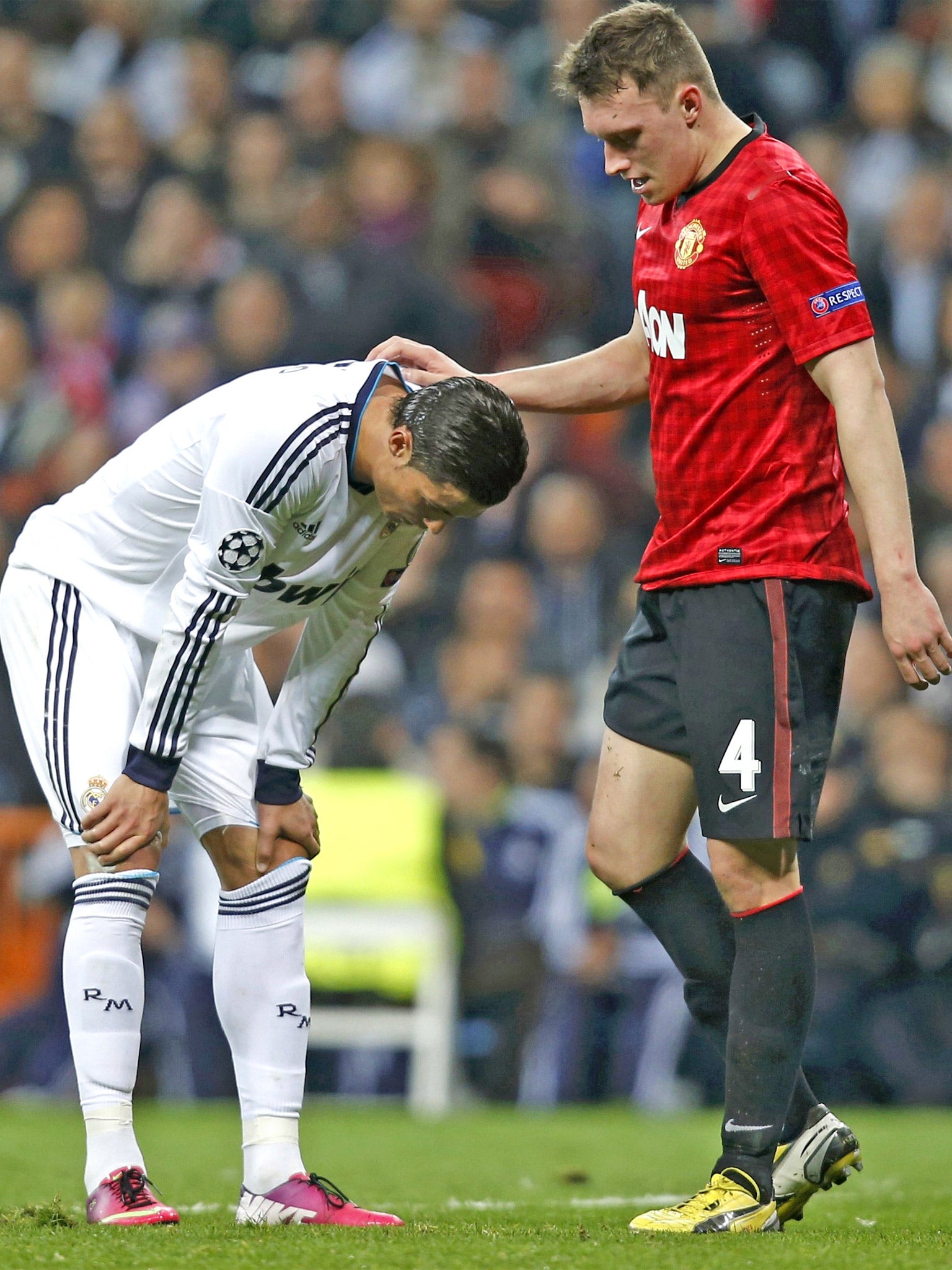 Phil Jones keeps touch-tight to Cristiano Ronaldo last night