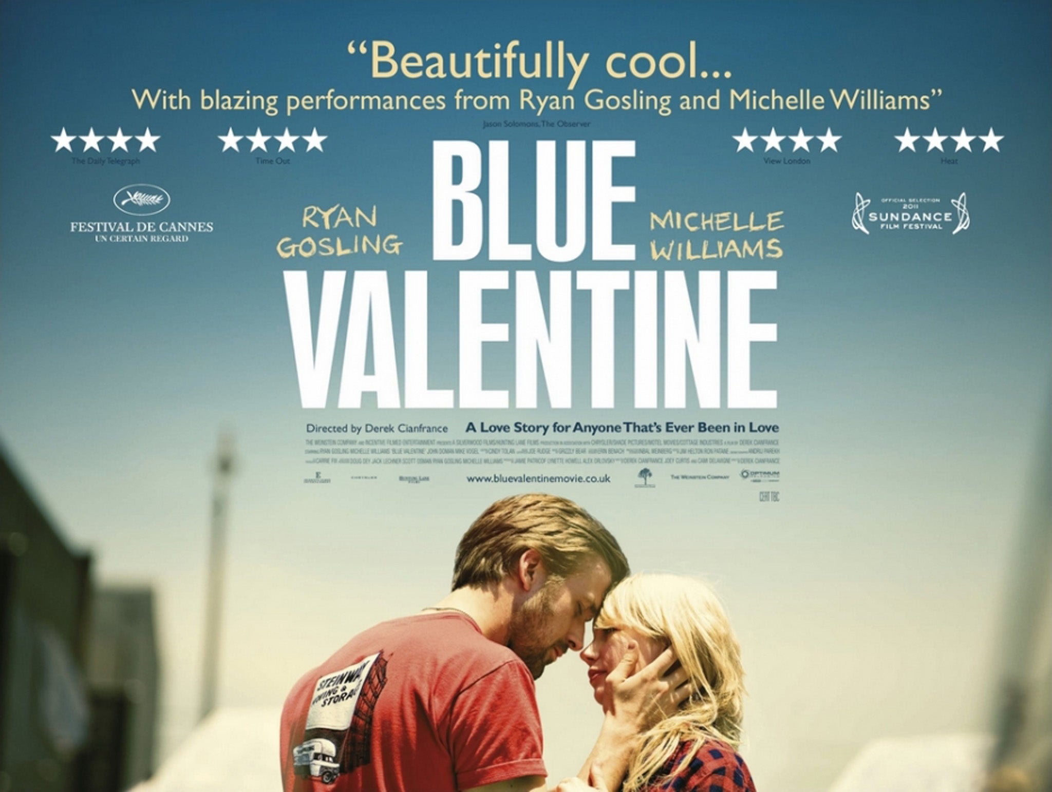 Blue Valentine, 2010 The painfully intense portrayal of a marriage breakdown starring Ryan Gosling and Michelle Williams