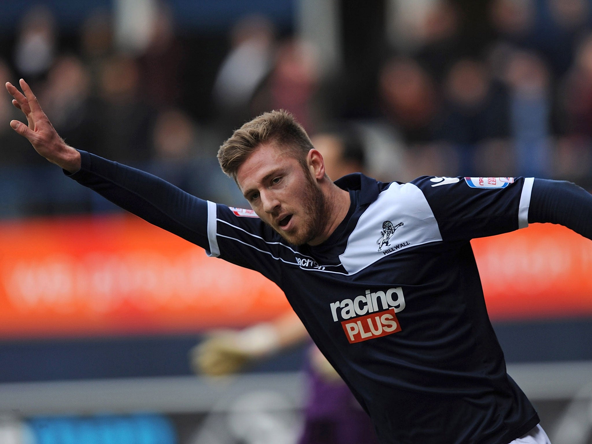 James Henry of Millwall FC celebrates scoring the opening goal