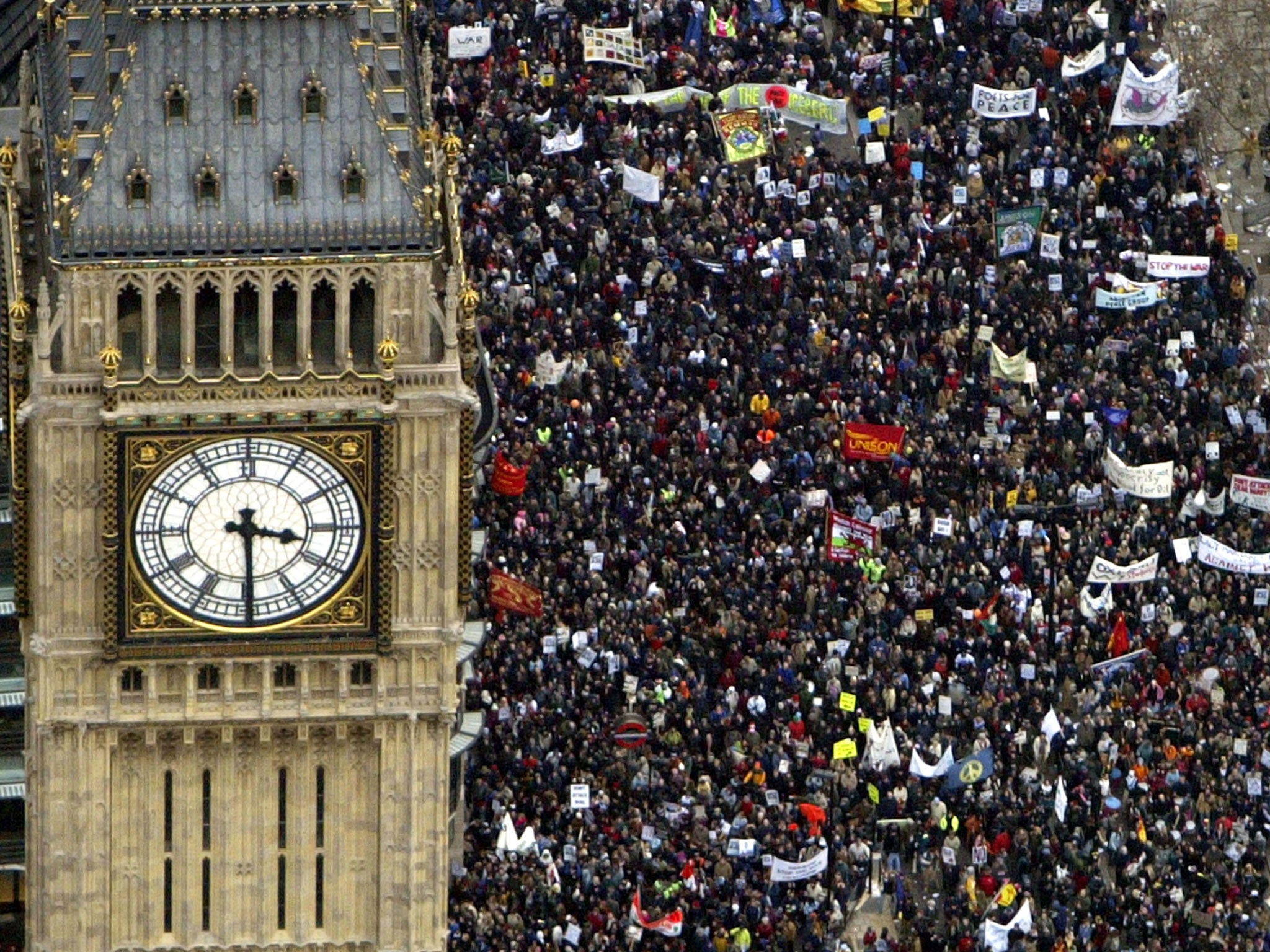 Not in our name: Demonstrators against the Iraq war, in London on 15 February 2003