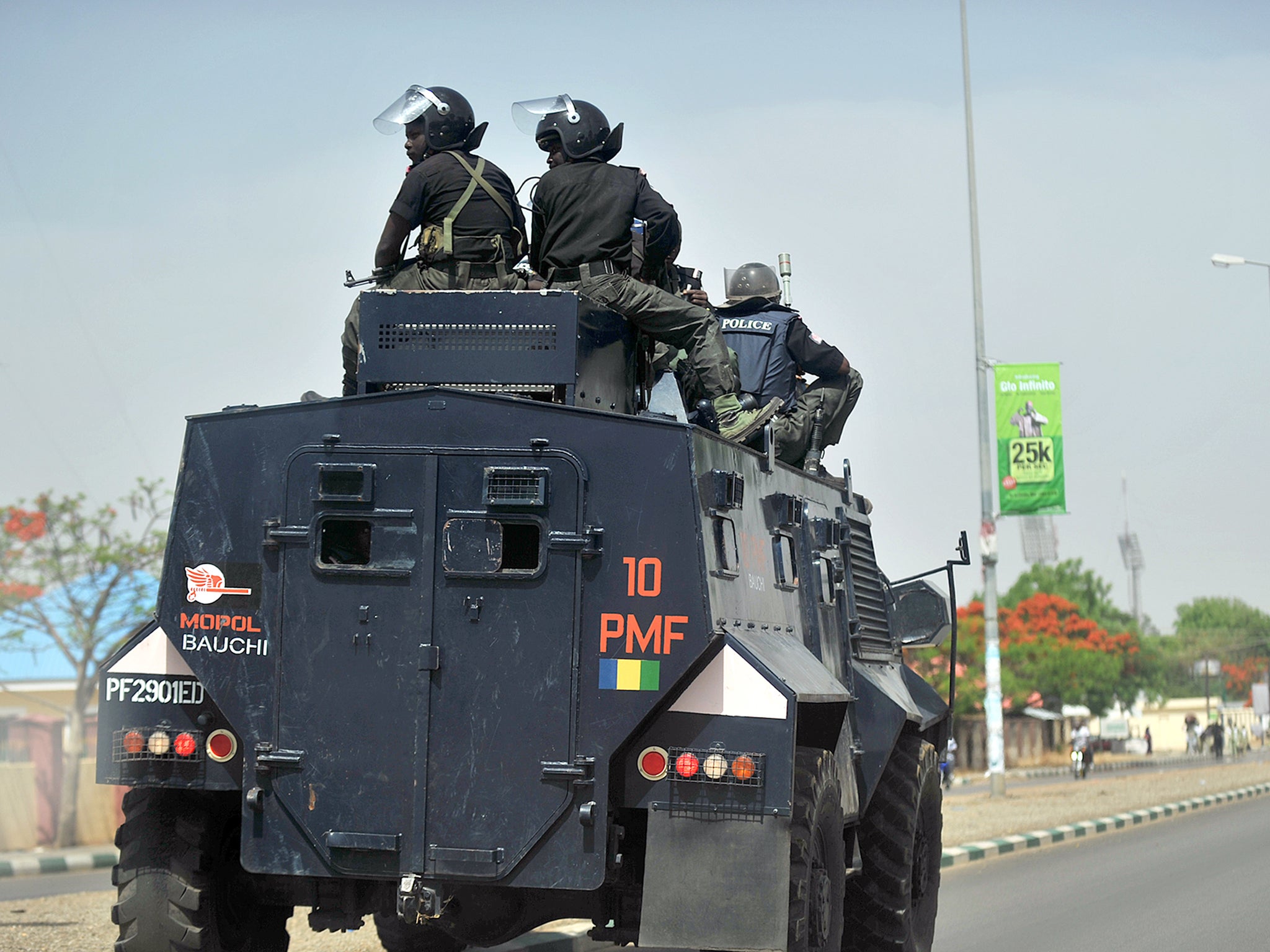 Nigerian police on patrol in Bauchi