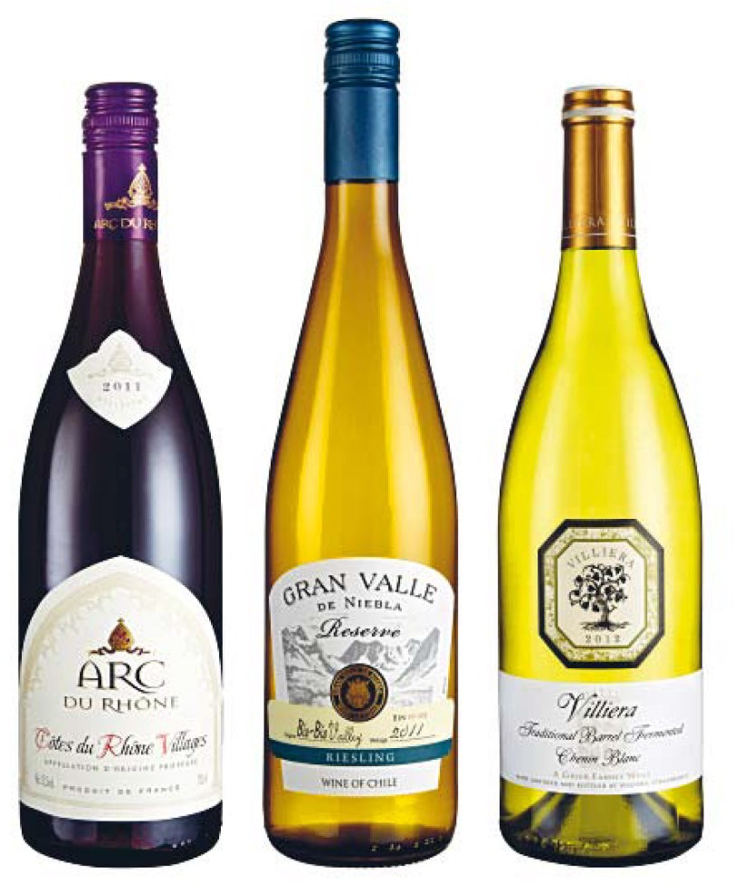 Arc Du Rhône Côtes du Rhône Villages; Gran Valle de Niebla Riesling 2011; Villiera Barrel Fermented Chenin Blanc 2011