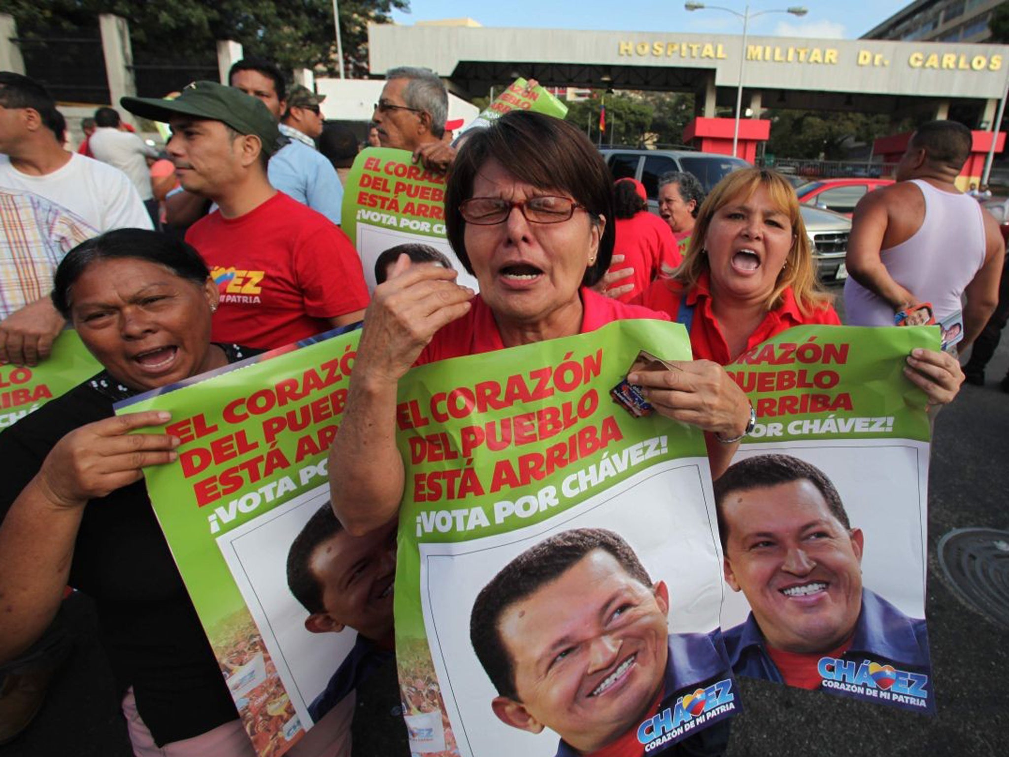 Supporters of Venezuela's President Hugo Chavez celebrate his return