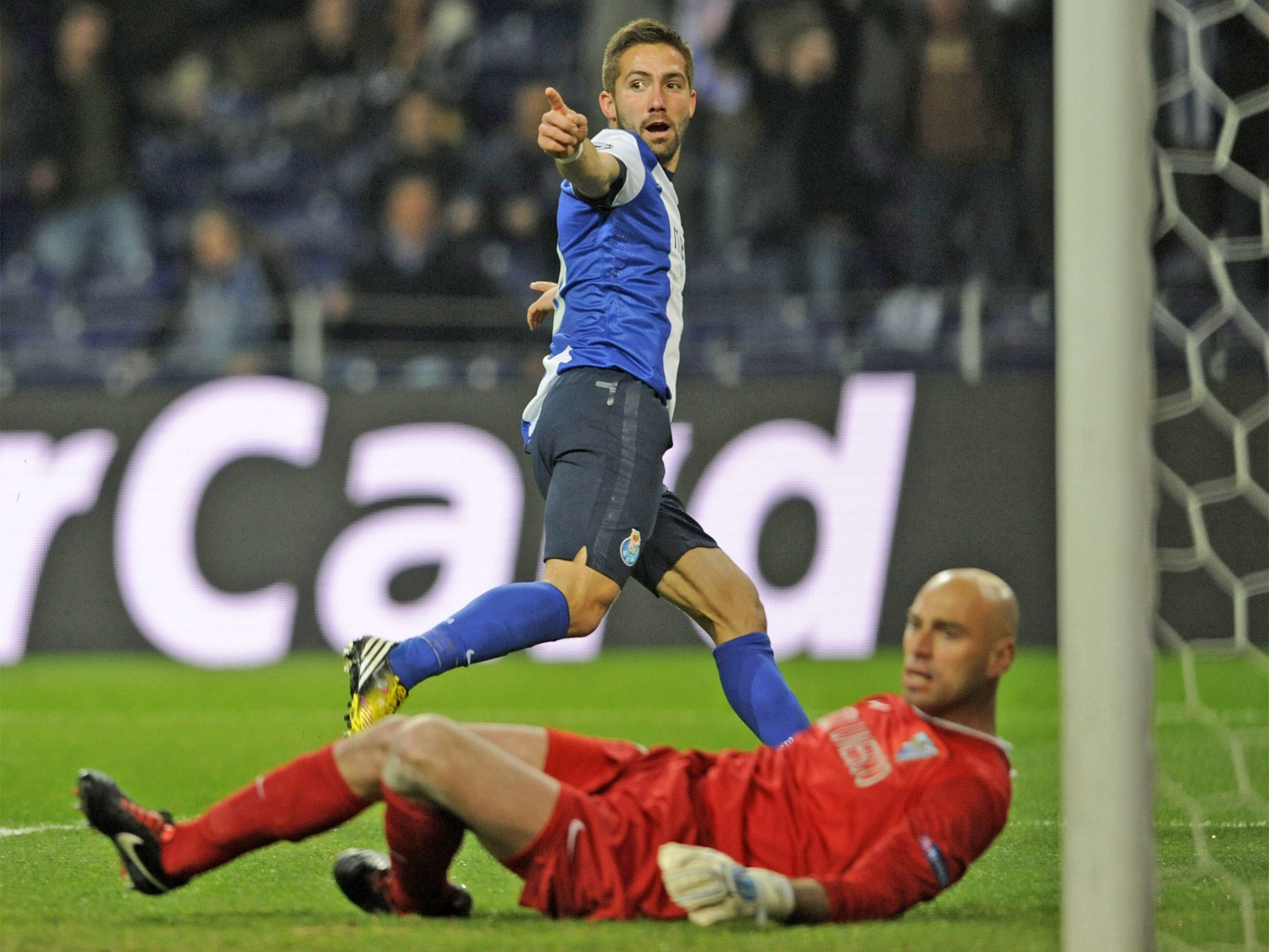 Joao Moutinho celebrates his goal