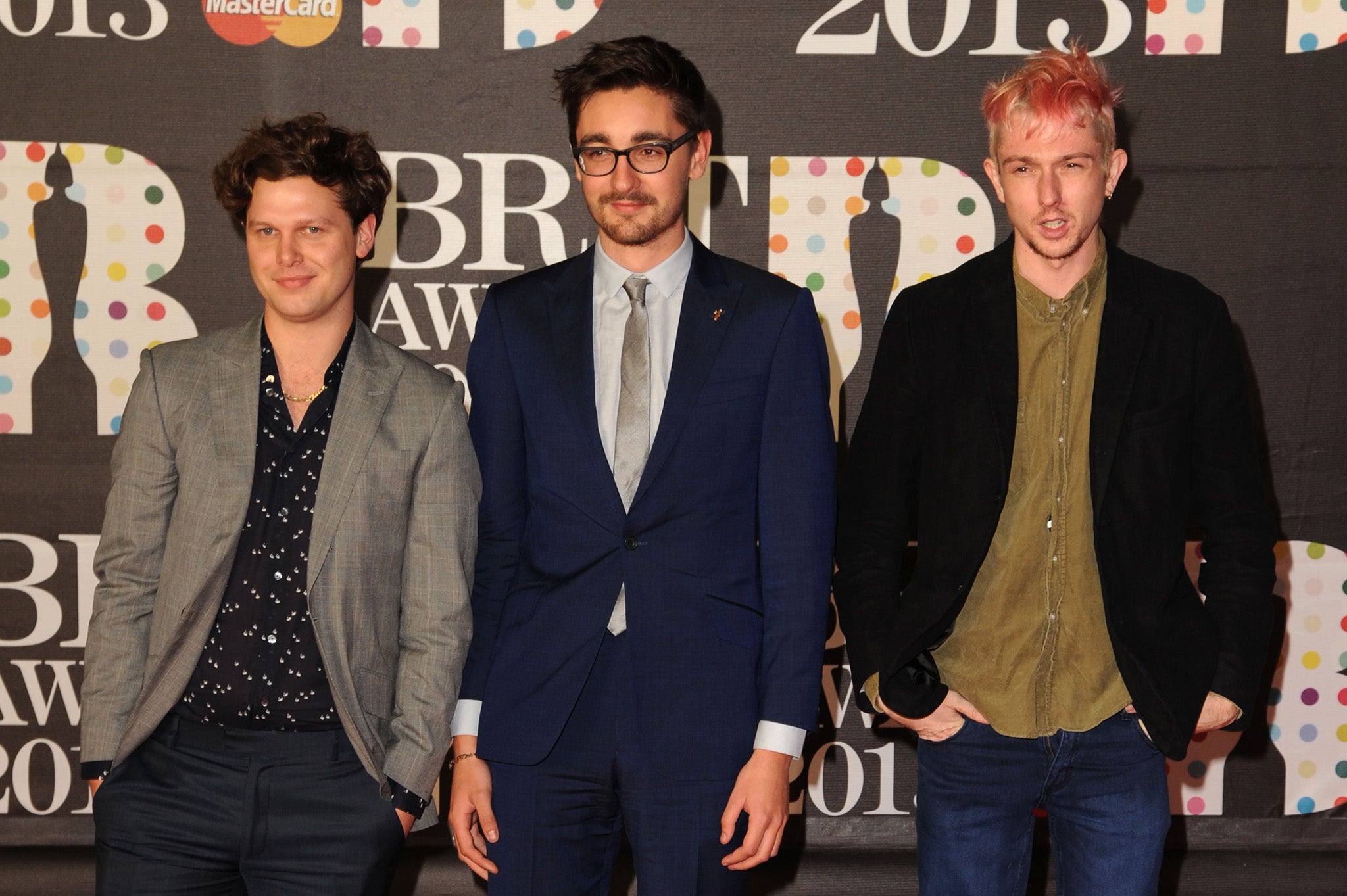 Joe Newman, Gus Unger-Hamilton and Thom Green of Alt-J attends the Brit Awards 2013 at the 02 Arena