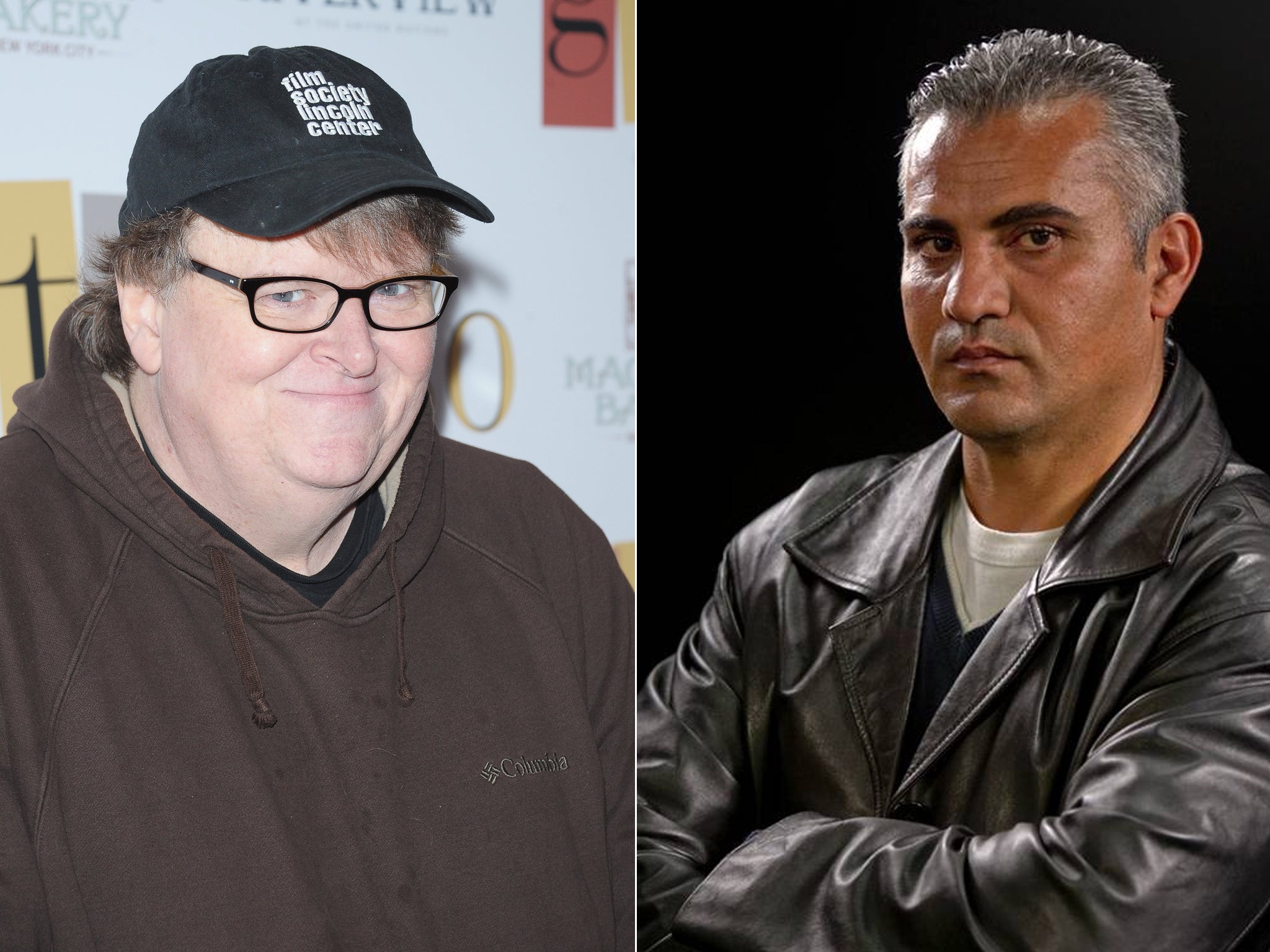 American filmmaker Michael Moore and Palestinian director Emad Burnat