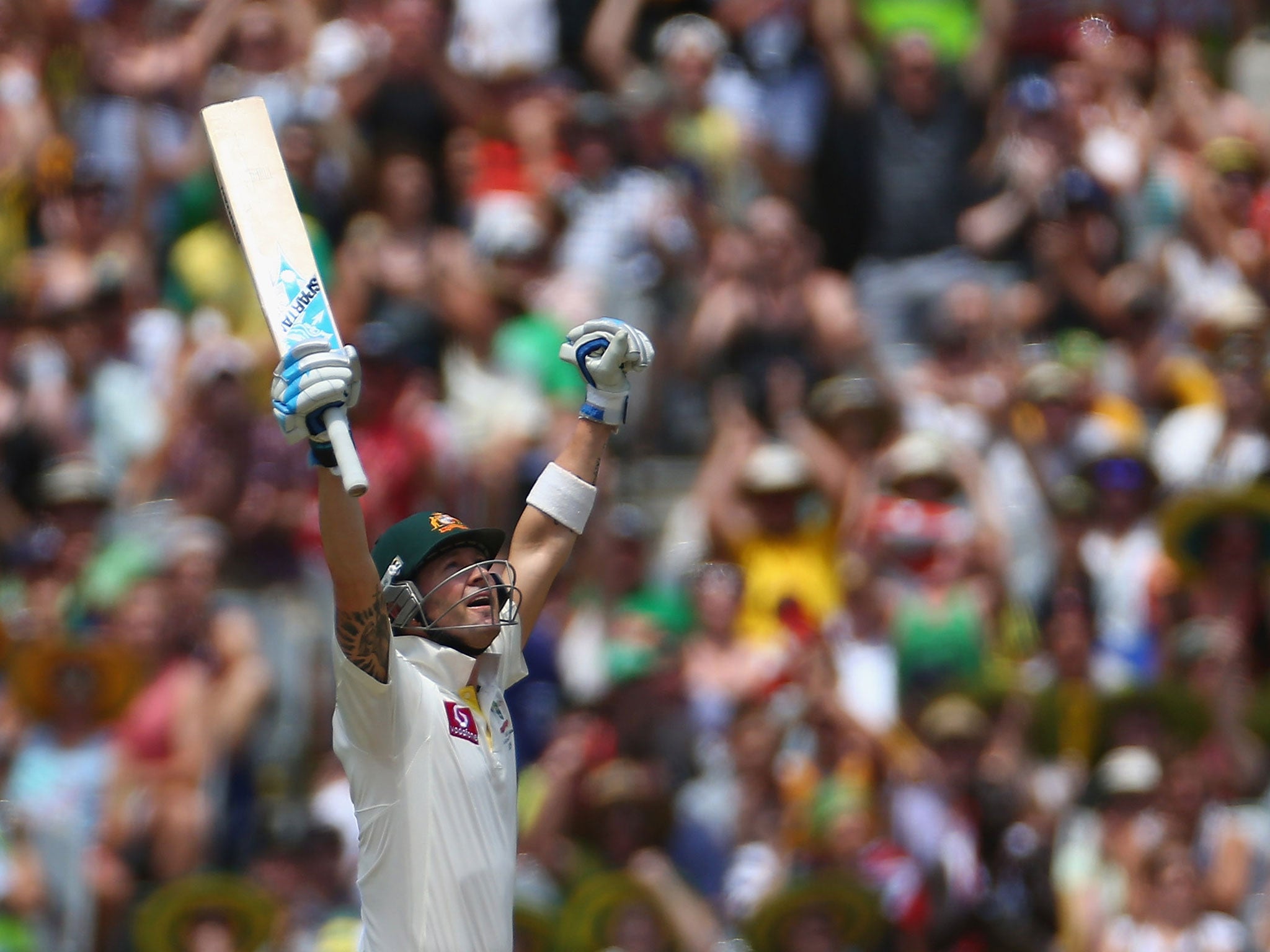 Michael Clarke of Australia celebrates