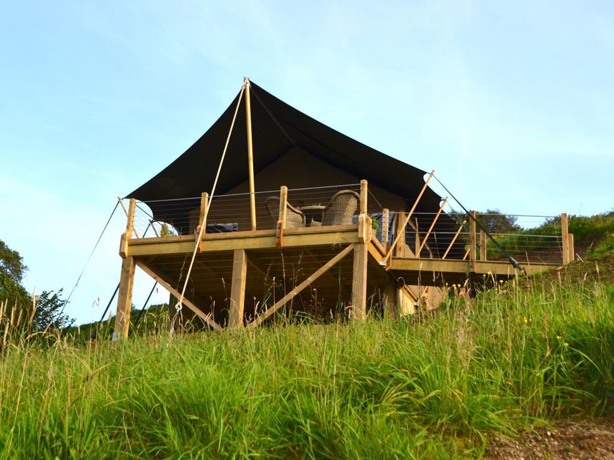 Longlands lodges are dug into the hillside