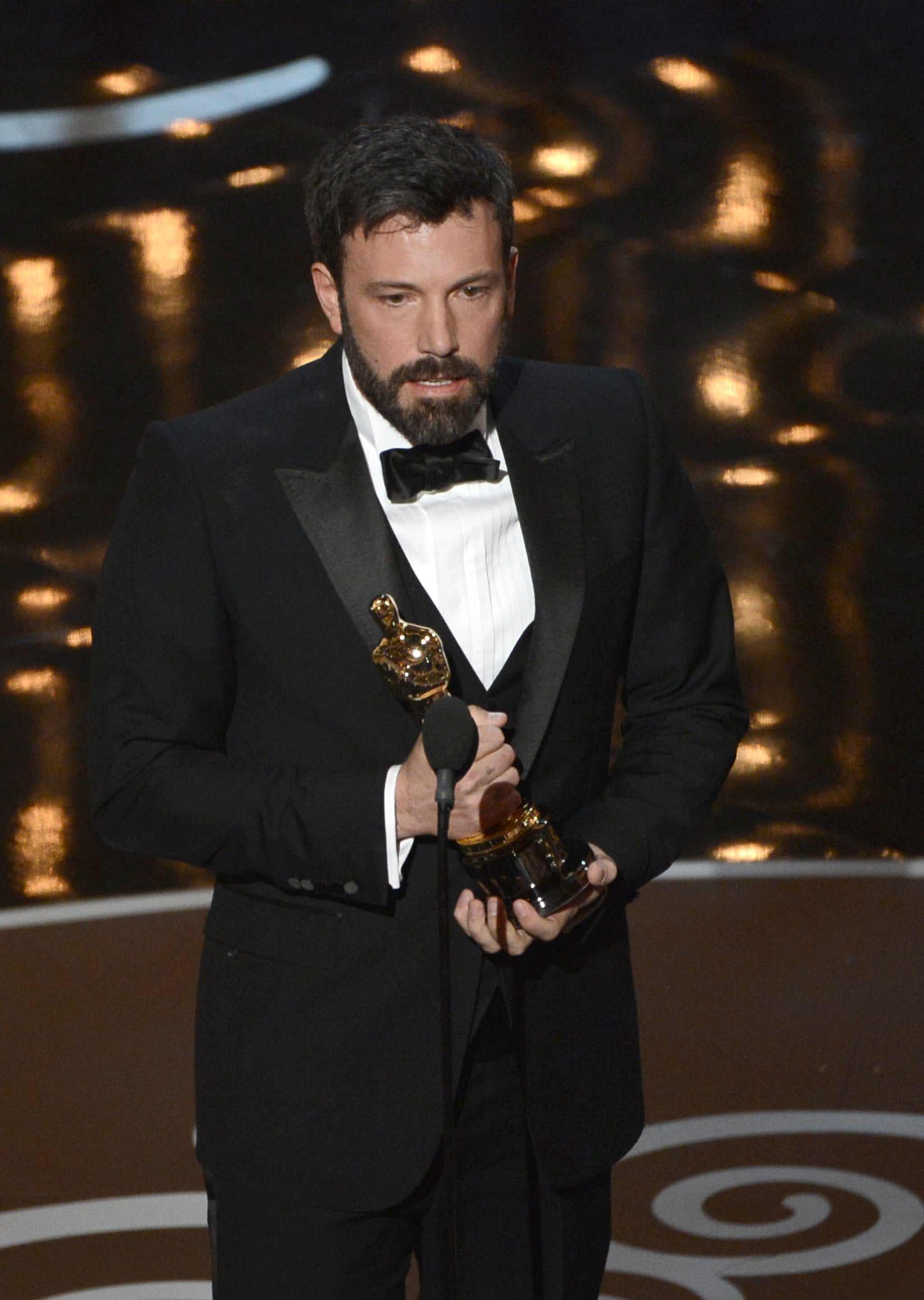 Ben Affleck accepting the Oscar for best picture Argo