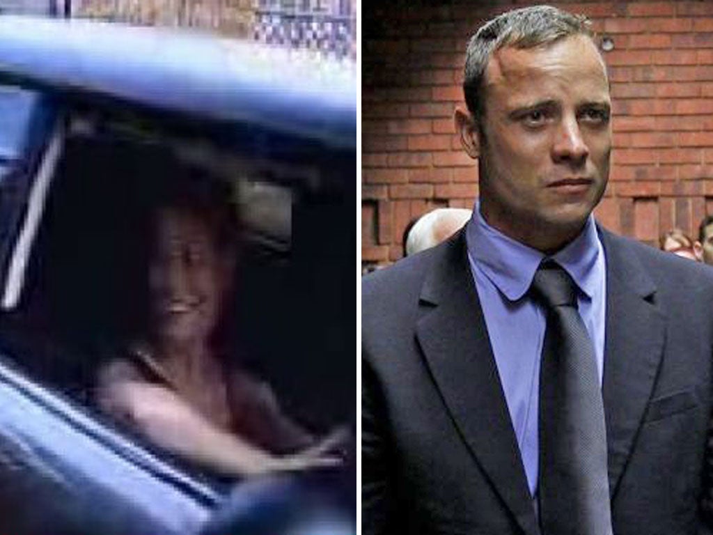 CCTV Grabs of Reeva Steenkamp arriving at Oscar Pistorius' home in Pretoria; Oscar Pistorius in court