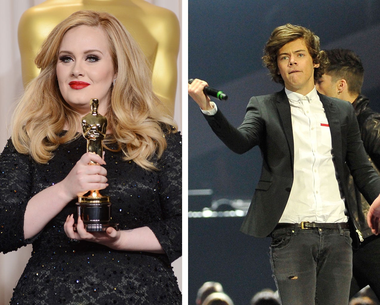 The digital performance of Adele and One Direction have helped the music industry to record growth for the first time in 15 years