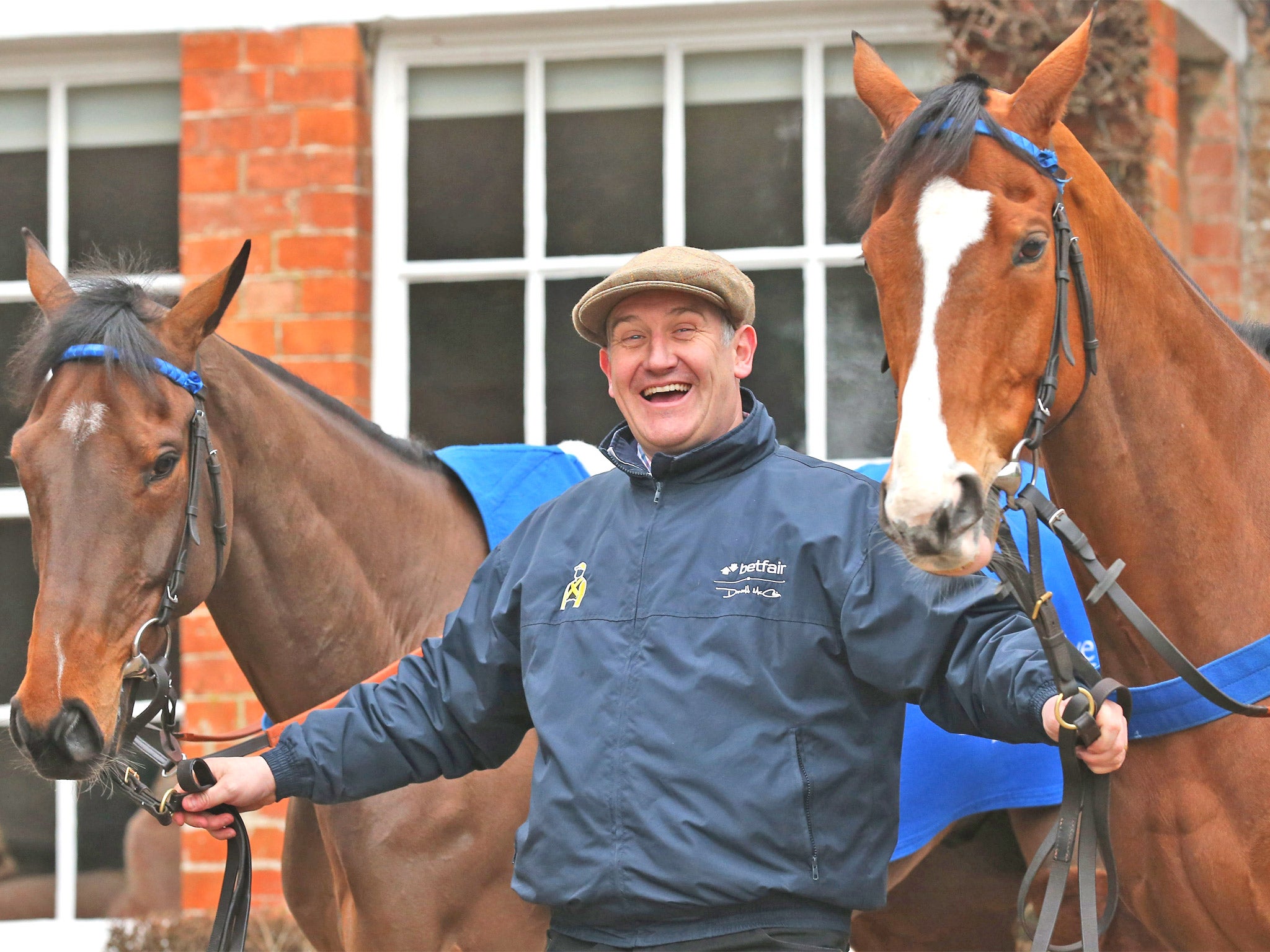 Donald McCain yesterday with Peddlers Cross and Overturn (right)