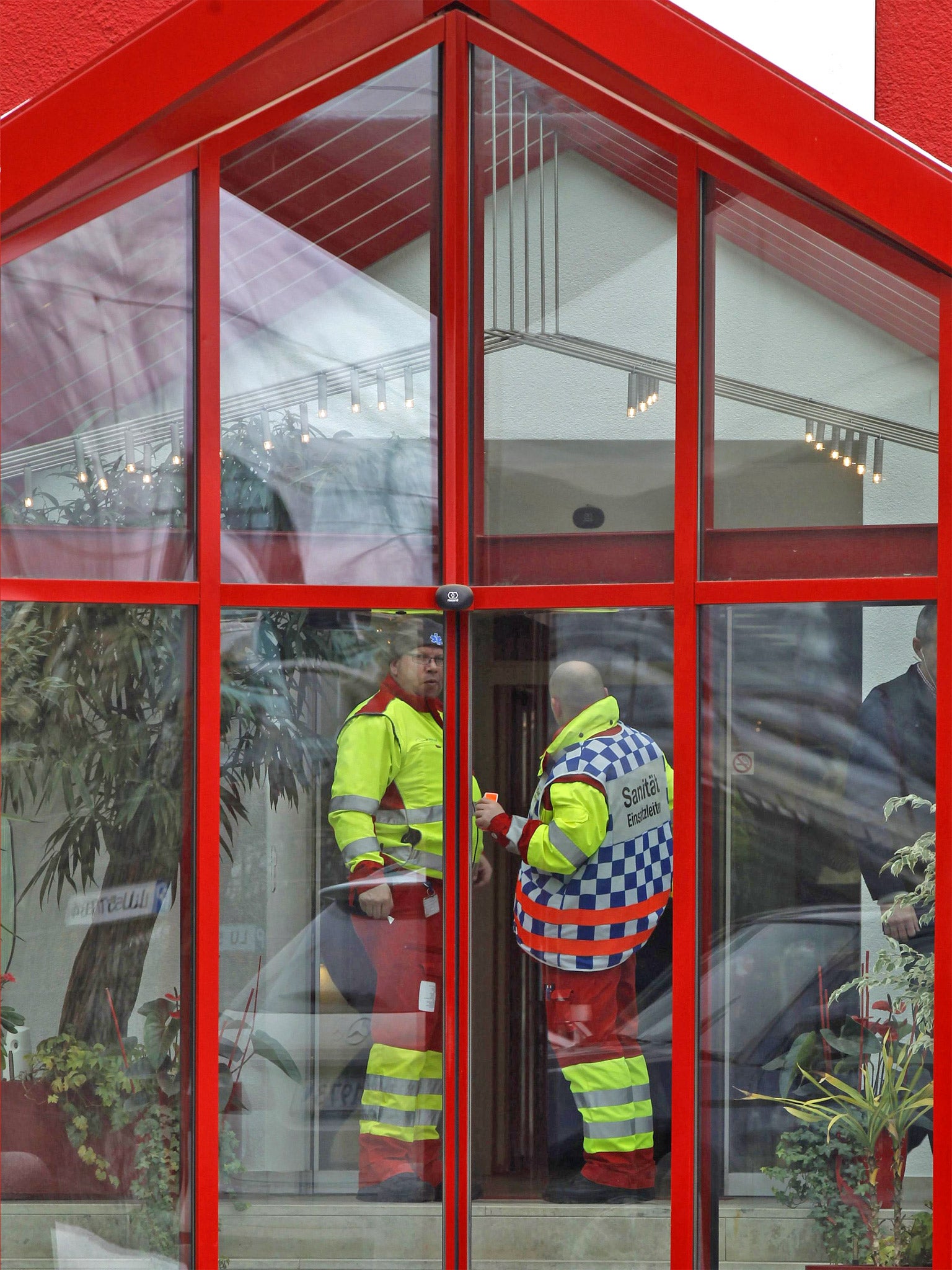 Parademics at the Kronospan plant near Lucerne yesterday