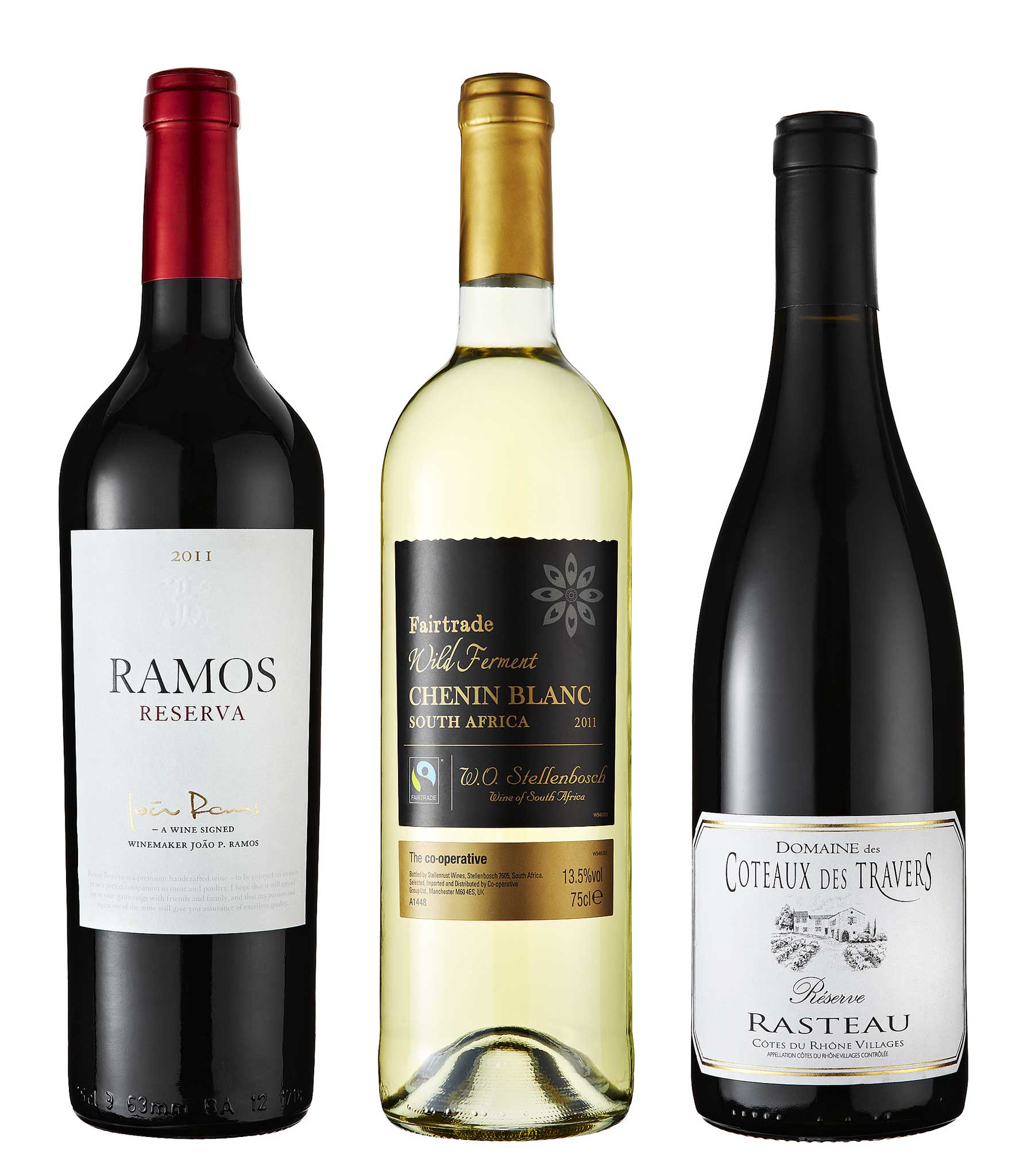 Domaine des Coteaux des Travers Reserve Rasteau 2009; Co-operative Fairtrade Wild Ferment Chenin Blanc 2011; Ramos Reserva 2011 Alentajo