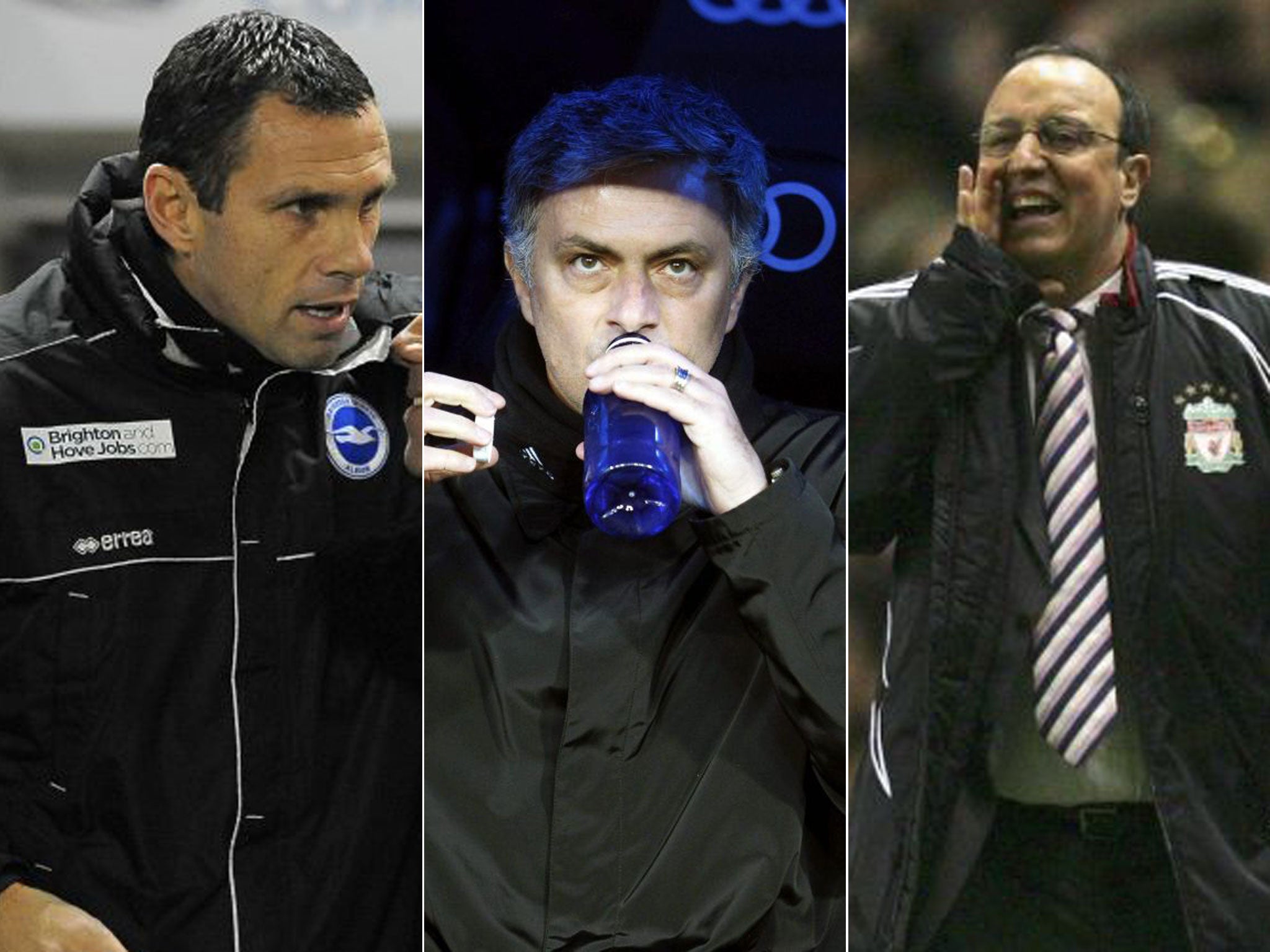 Gus Poyet, Jose Mourinho and Rafa Benitez