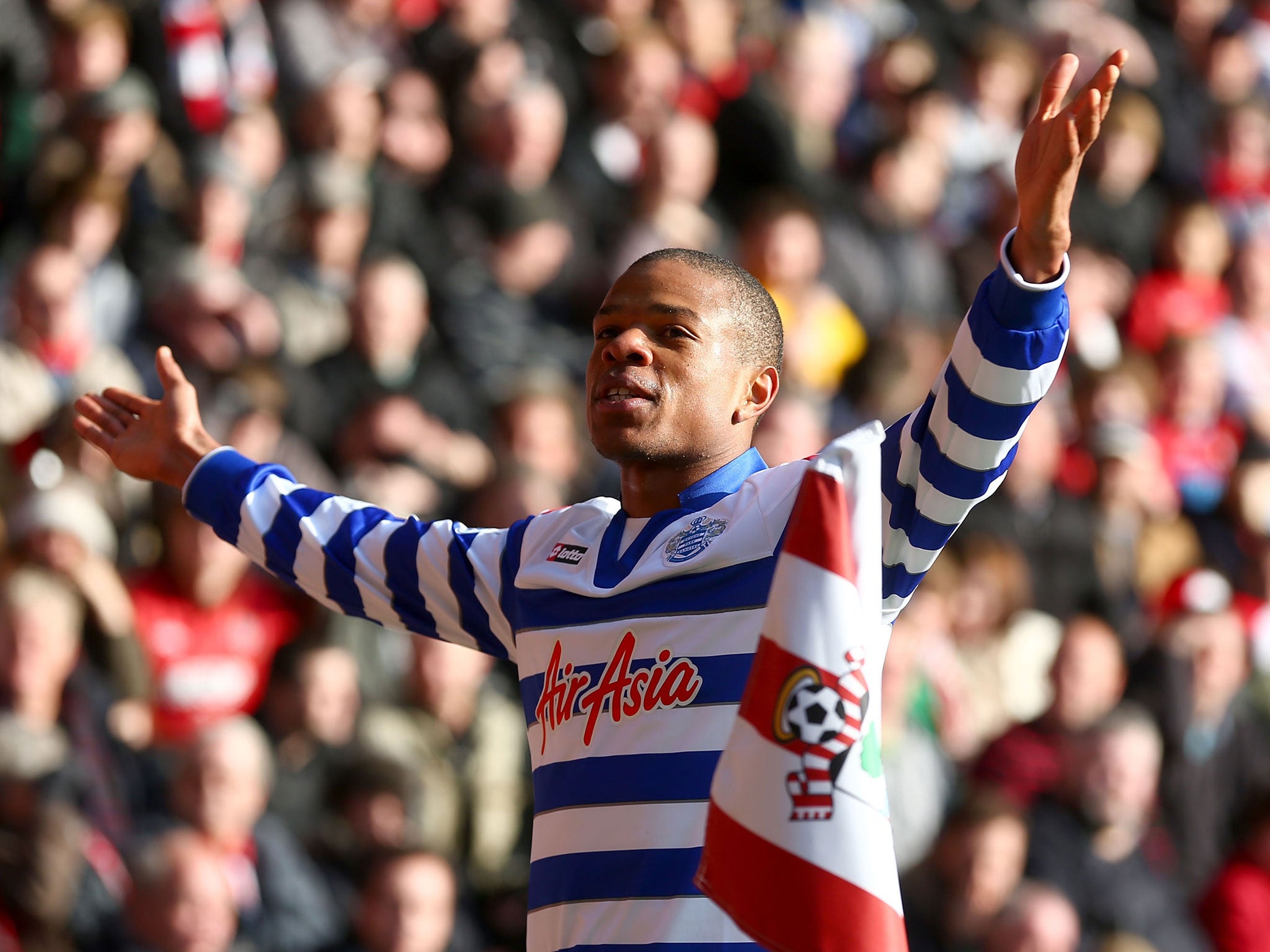 Loic Remy of Queens Park Rangers celebrates his goal