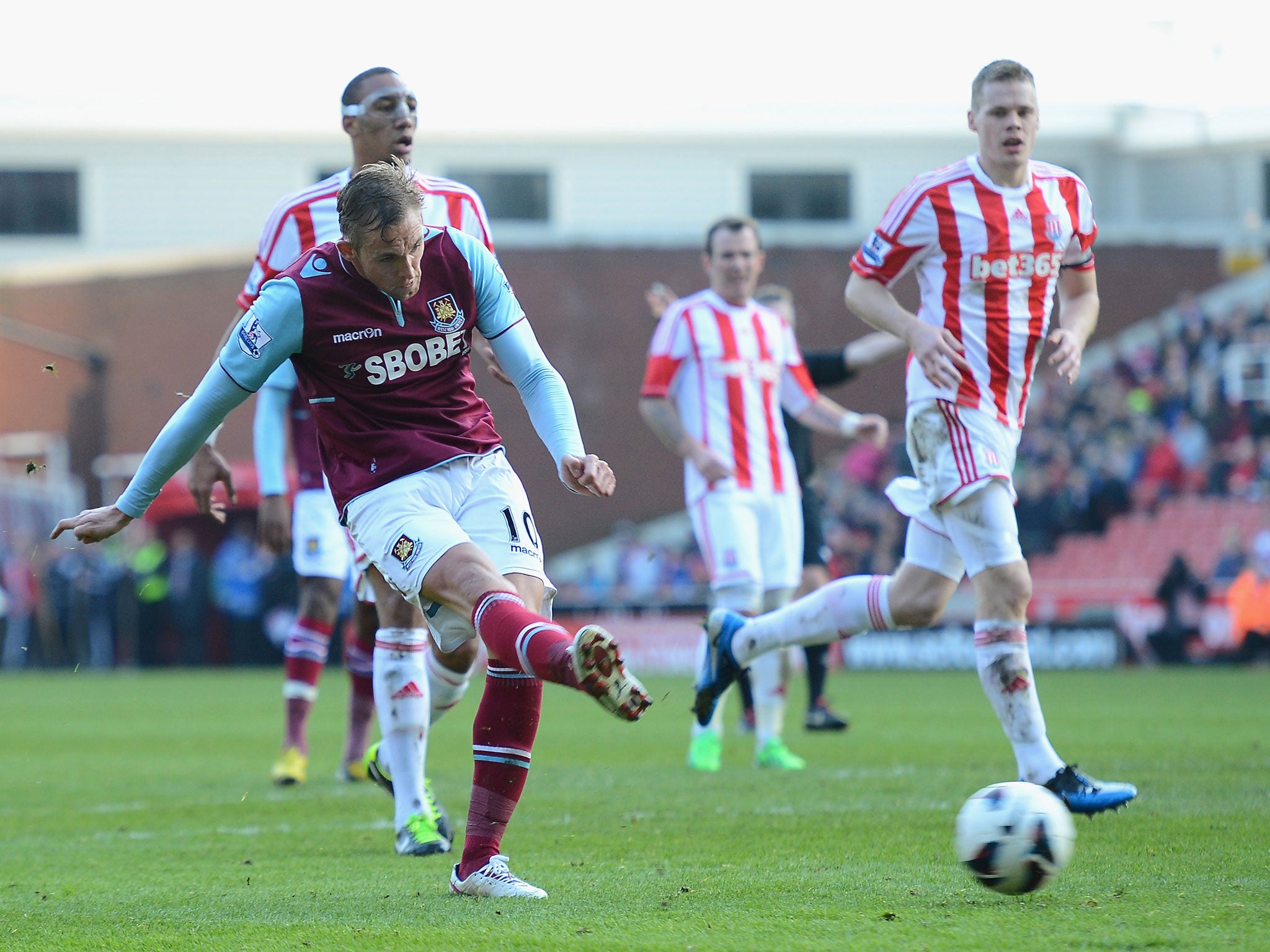 Jack Collison of West Ham United scores the opening goal