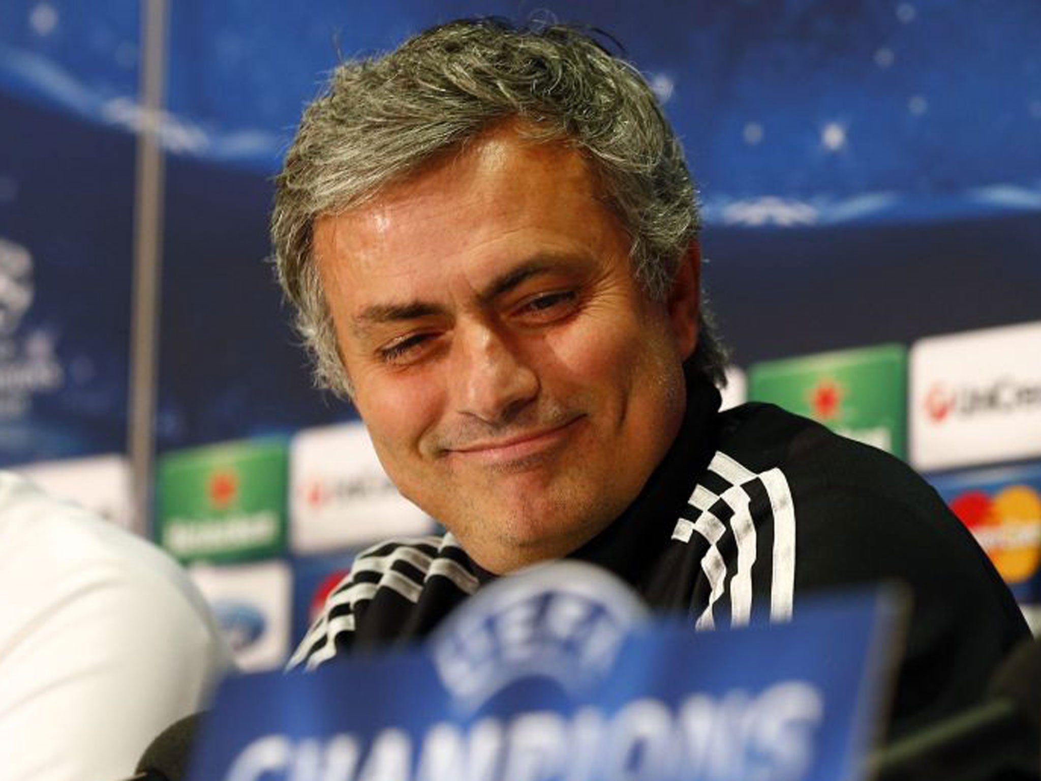 Jose Mourinho is all smiles during yesterday’s press conference