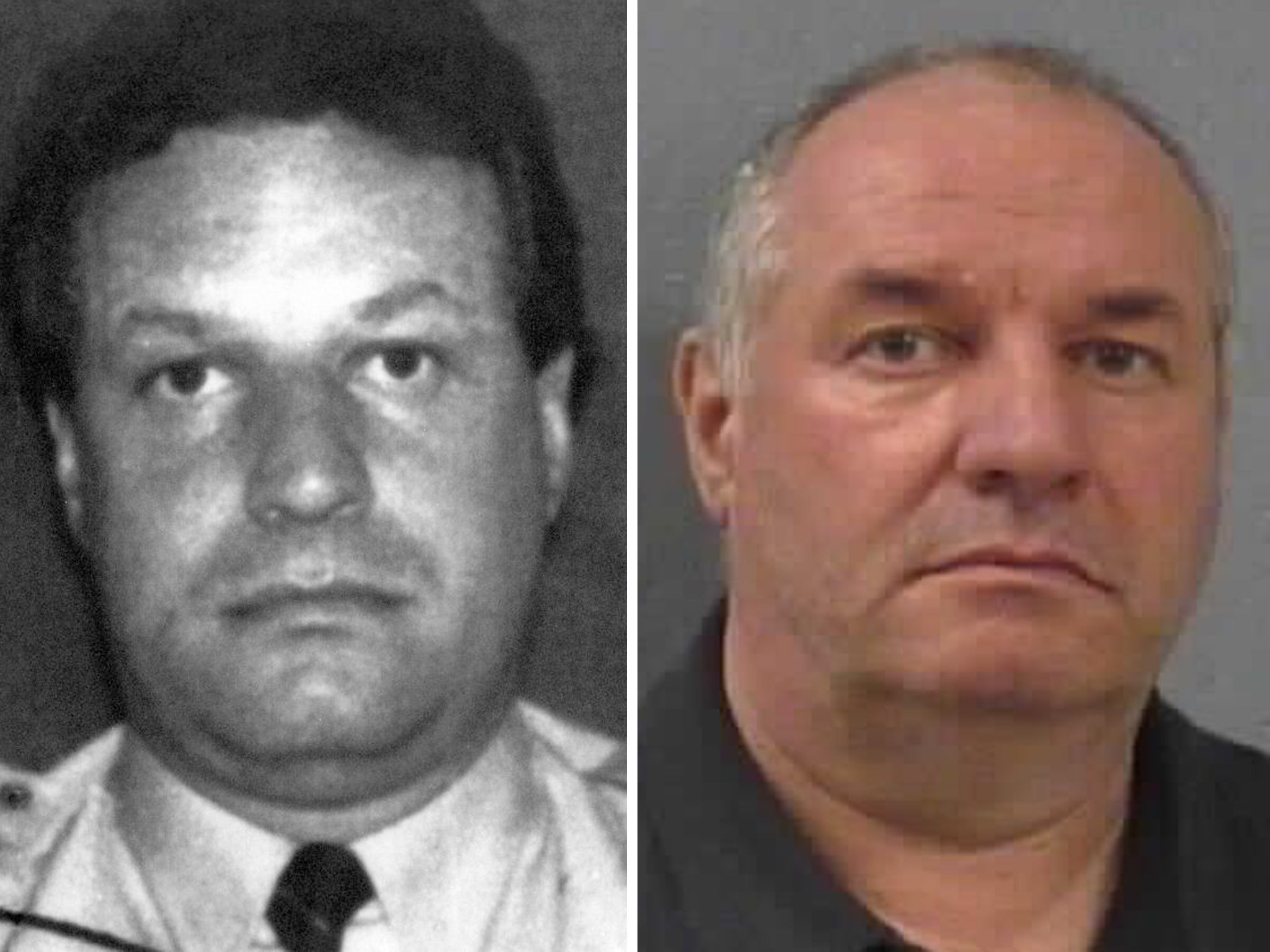 A 1993 photo (left) of Eddie Maher, who spent almost 20 years as a fugitive in the US and has admitted the theft of a security van containing £1.2m and (right) a 2013 photo  of him provided by Missouri Sheriff's department