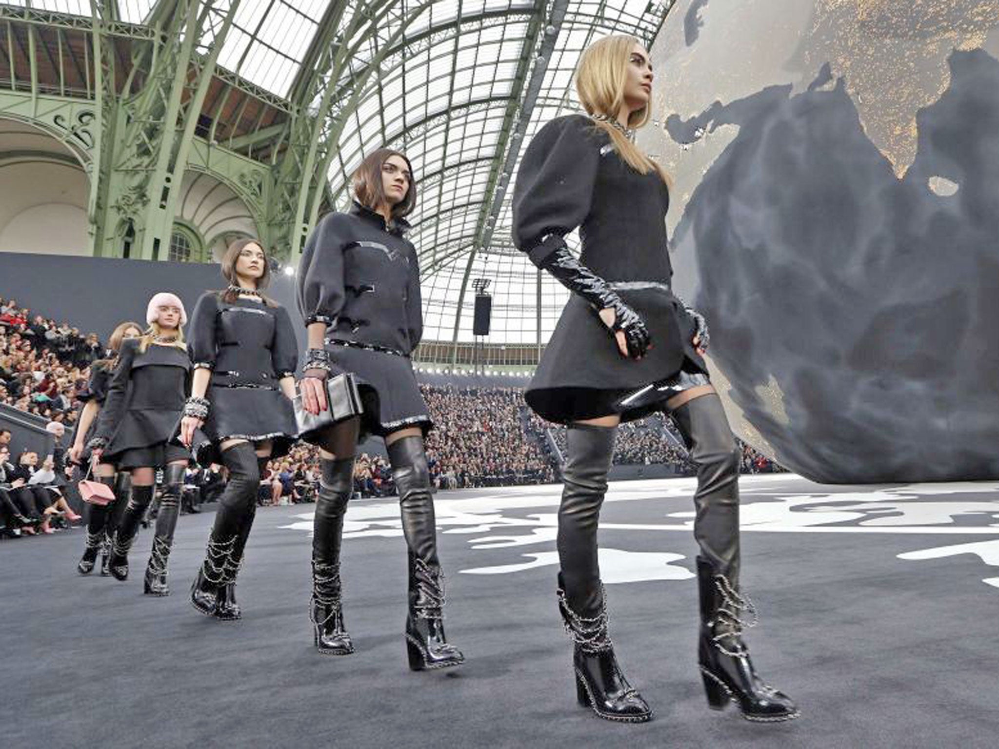 Cara leads Chanel's autumn/winter 2013 show during Paris Fashion Week