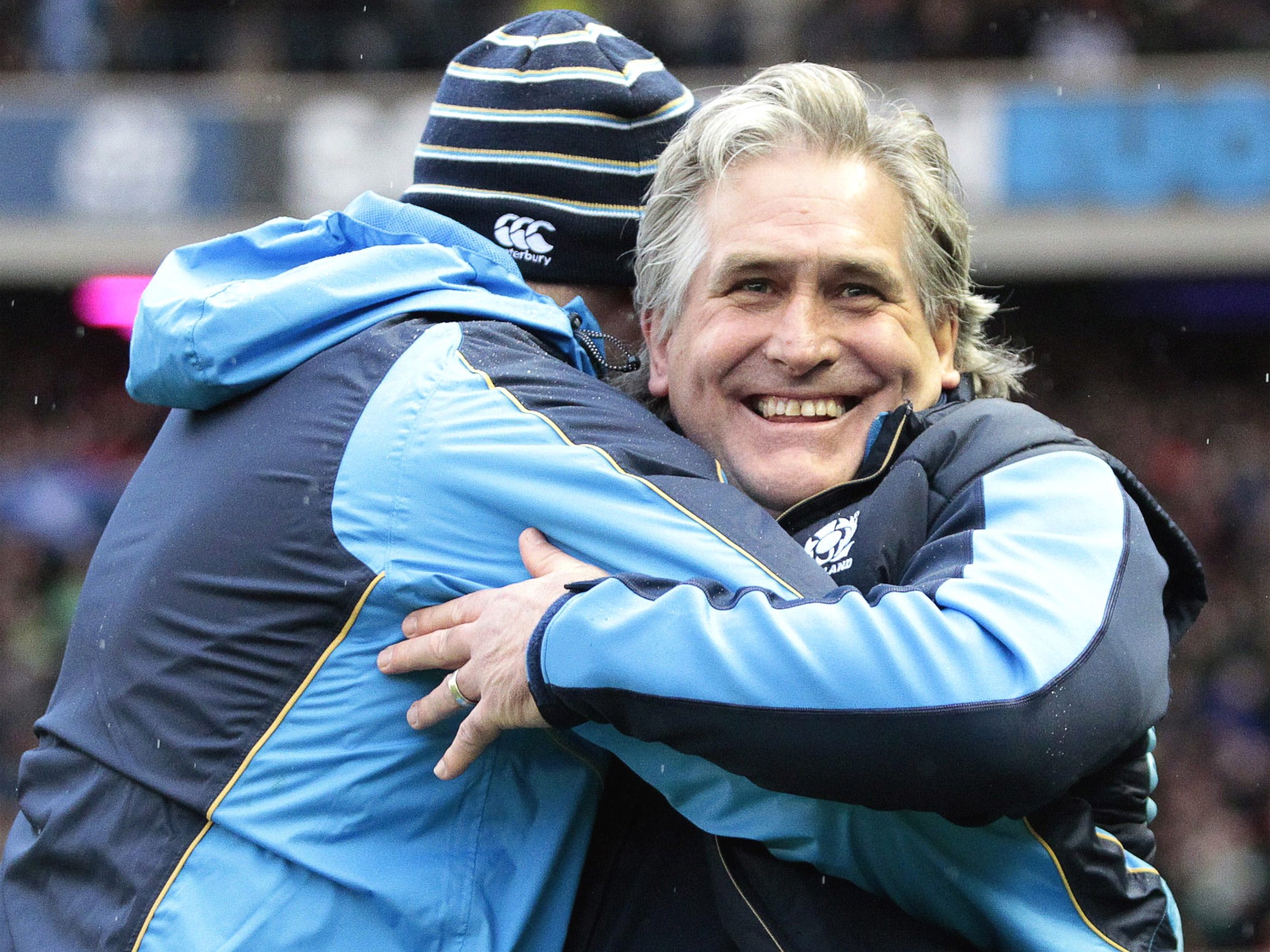 Scott Johnson celebrating Scotland’s win over Ireland