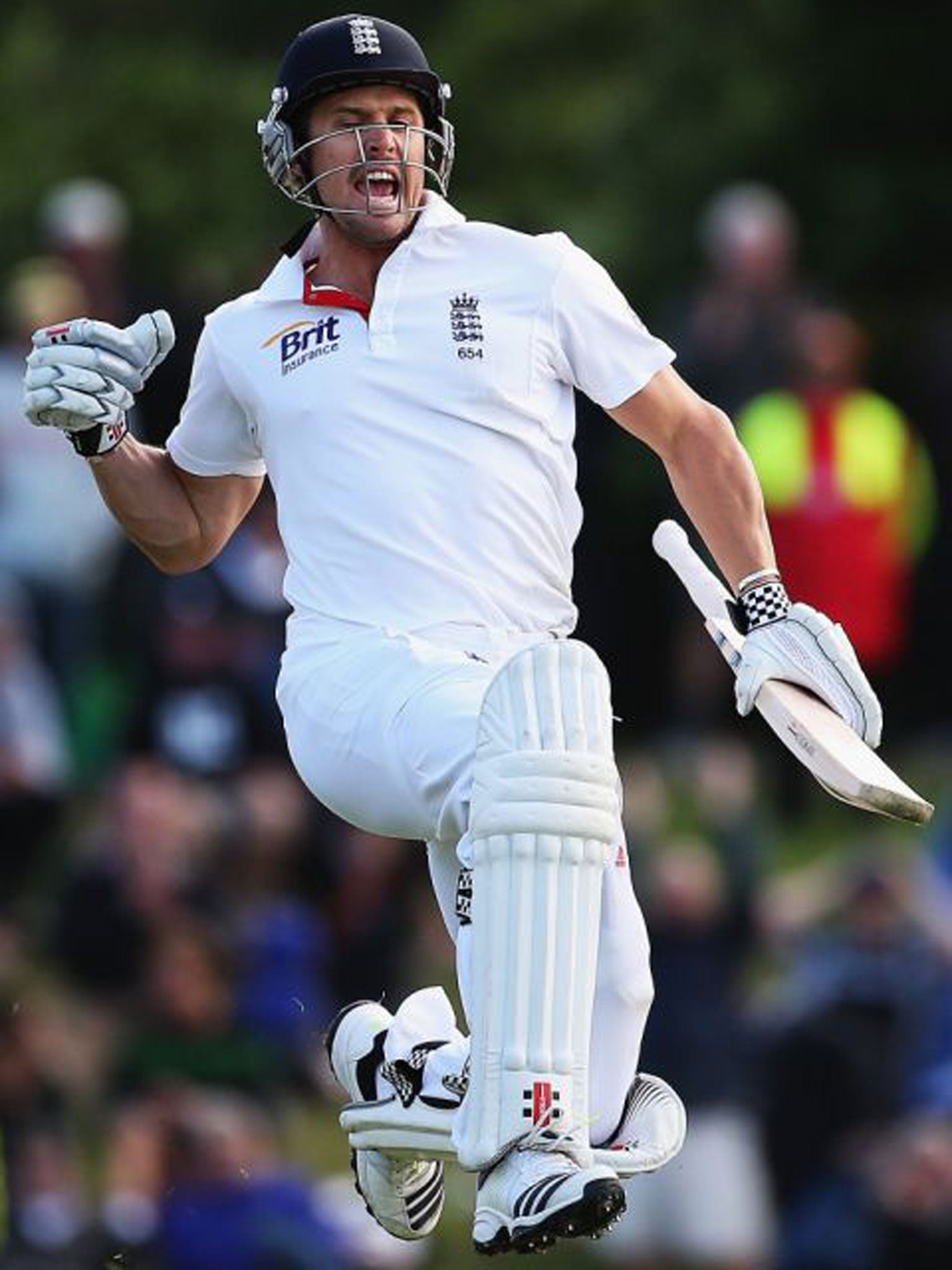 Nick Compton celebrates his century against New Zealand